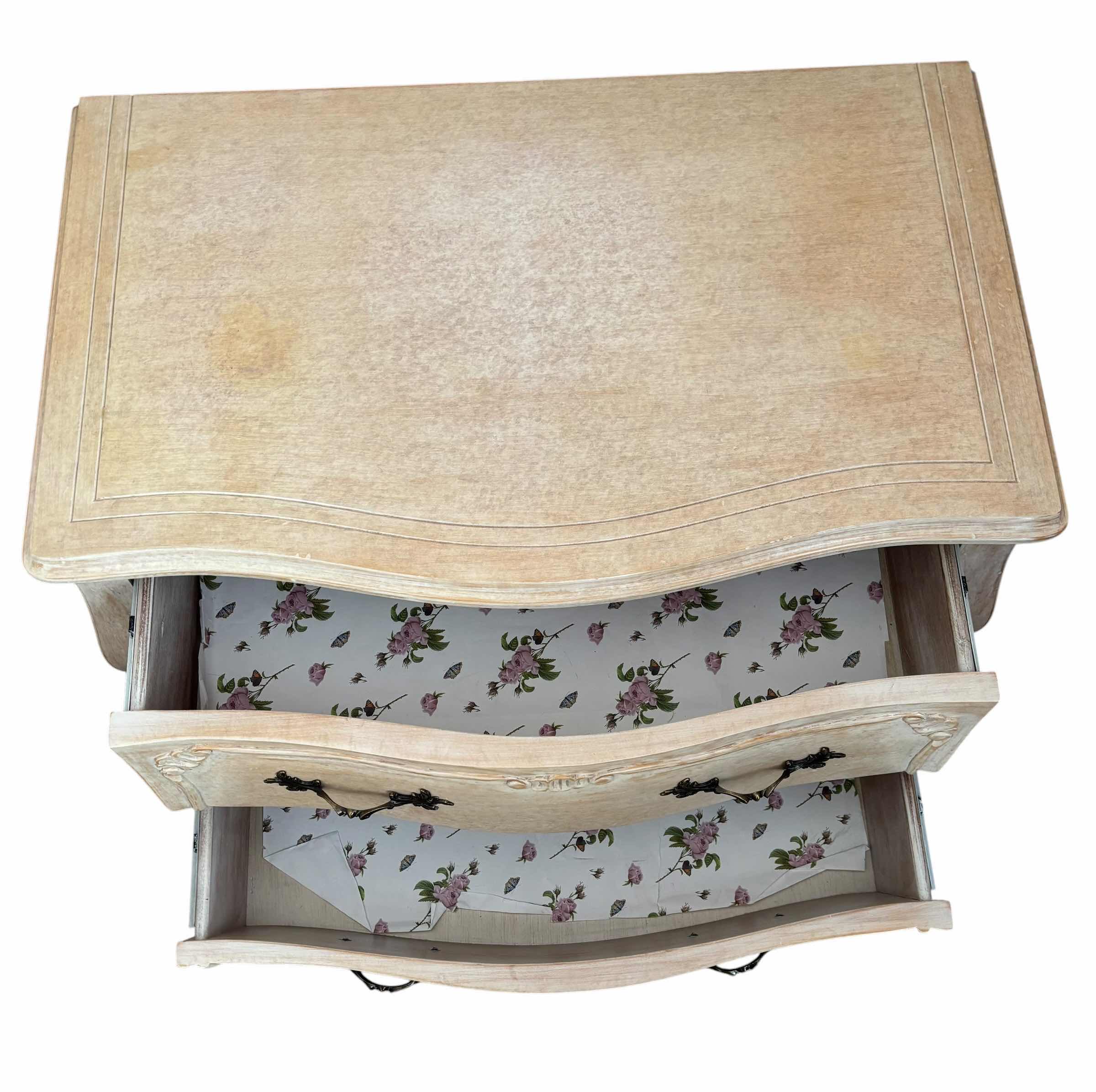 Photo 1 of VINTAGE FRENCH PROVINCIAL BOMBAY STYLE 2-DRAWER NIGHTSTAND 18” X 29” X 27”H