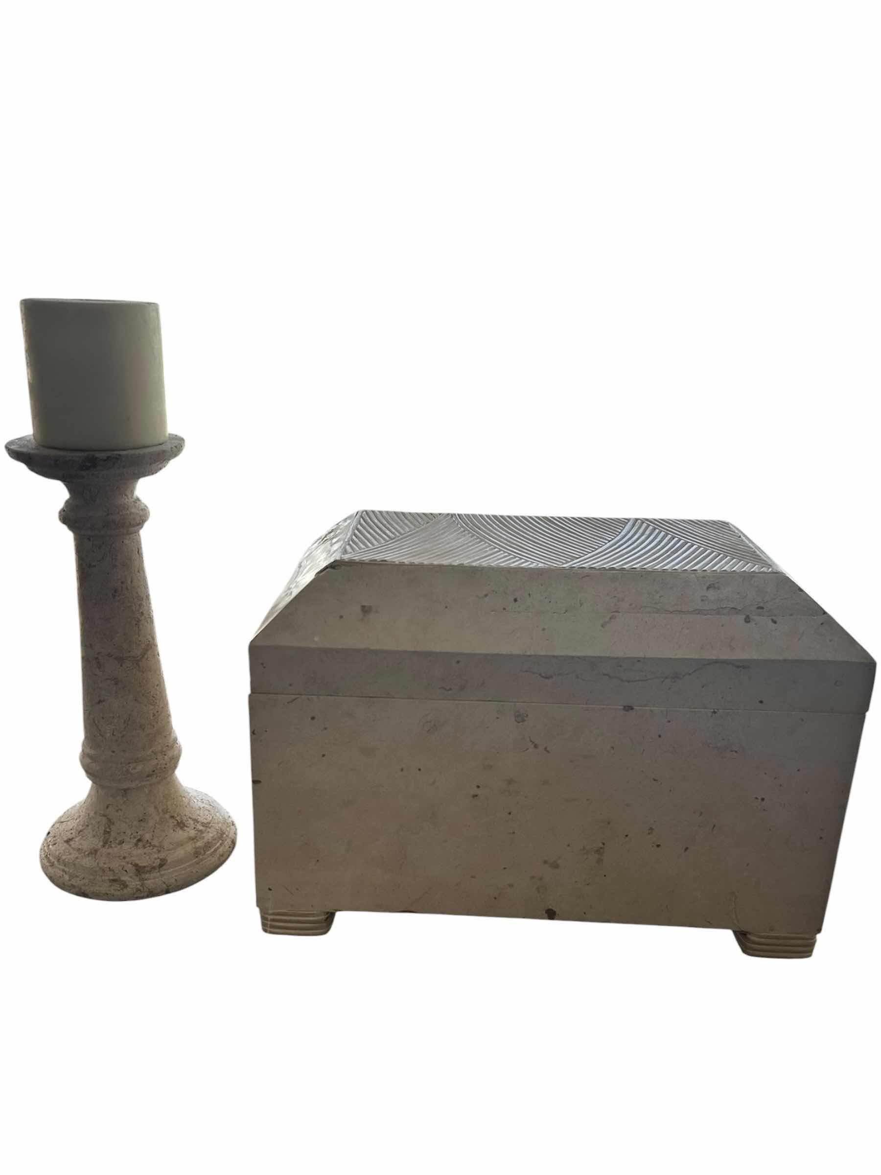 View 1 of DEVORATIVE PAGODA BOX (H 14" & W 19") AND CANDLE HOLDER WITH CANDLE (H 19" & W 7")