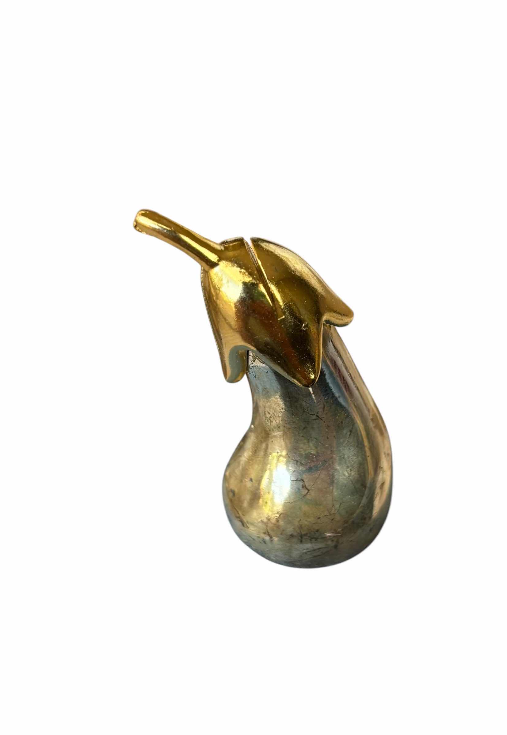 Photo 1 of VINTAGE SILVERPLATED & BRASS EGGPLANT SHAPED MINIATURE TABLE PLACE CARD HOLDERS