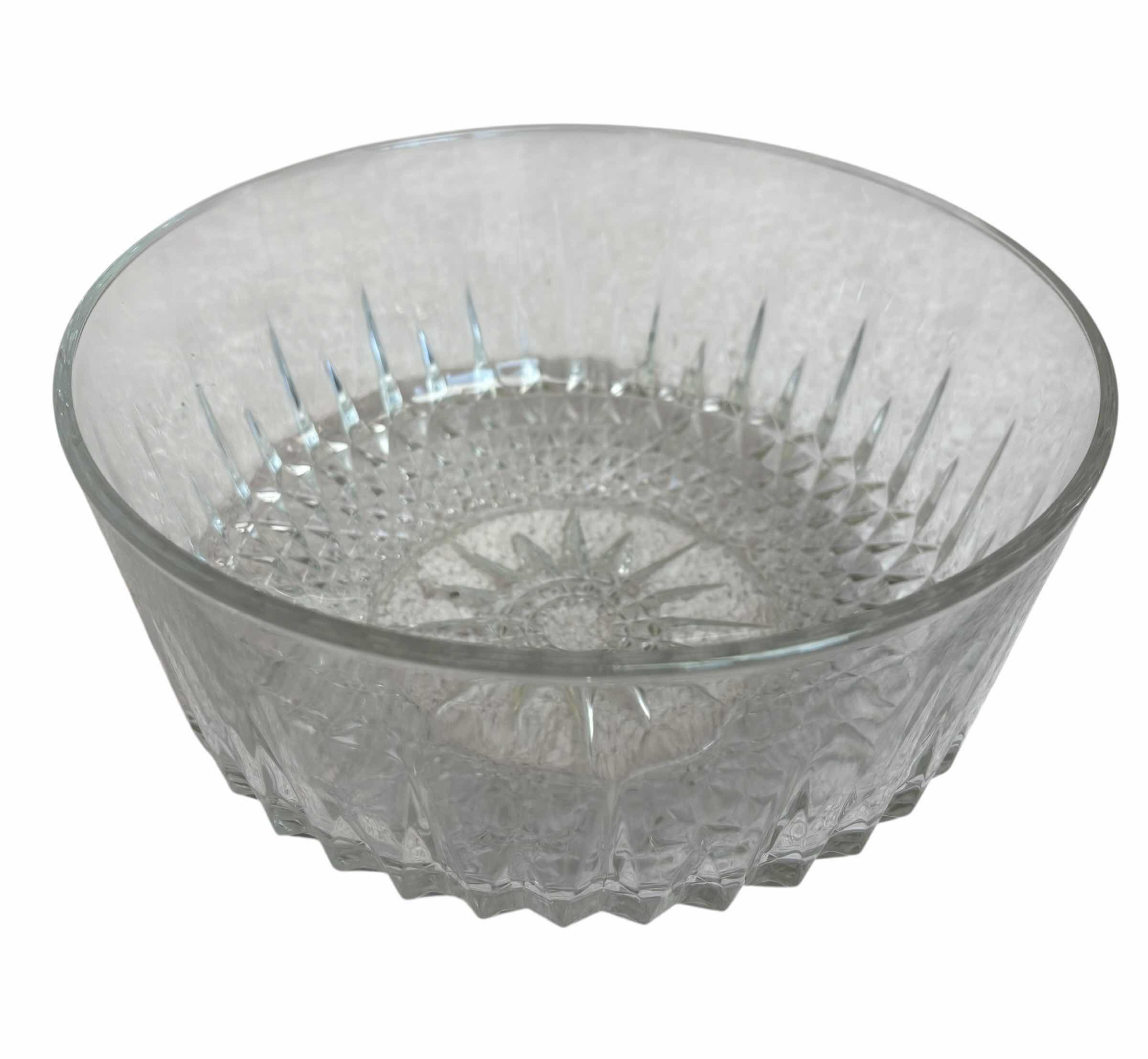 Photo 1 of ARCOROC GLASS BOWLS (2) & VINTAGE LEAD CRYSTAL CUT GLASS BOWL 8” - 10.5”D