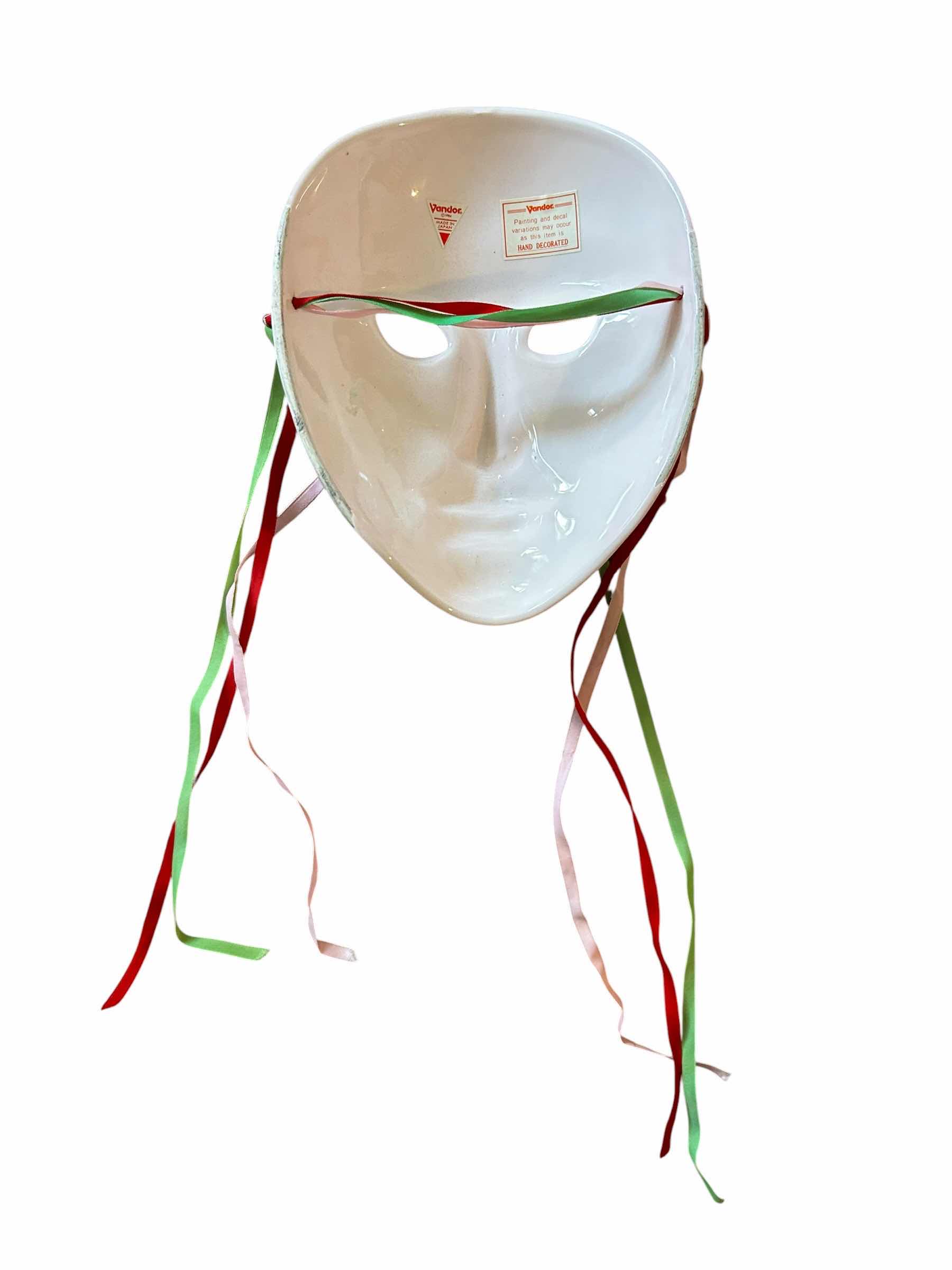 Photo 1 of DECORATIVE VANDOR MASK FROM 1984 FEATURES DELICATE HAND-PAINTED CHERRY BLOSSOMS