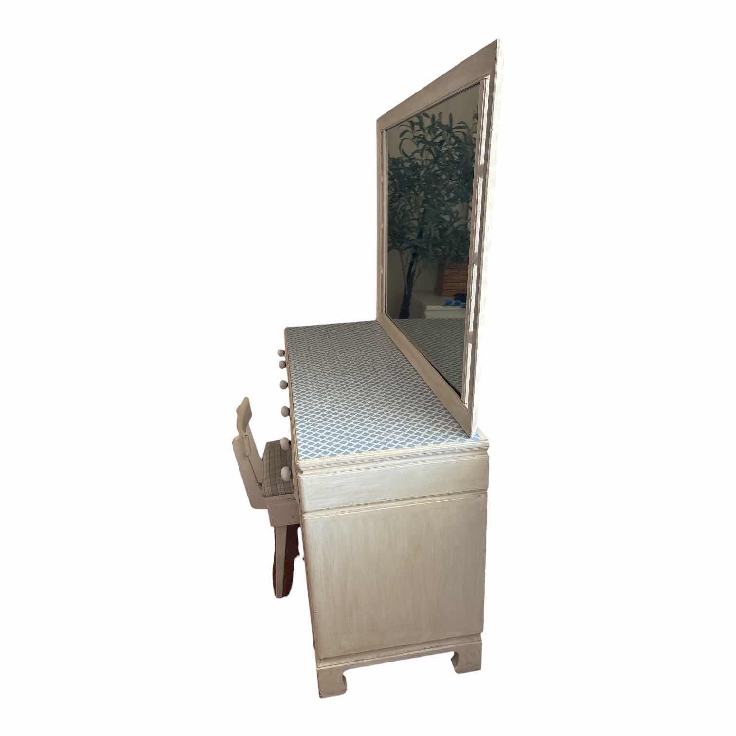 Photo 1 of CREAM RUSTIC WOOD VANITY WITH MIRROR AND CHAIR 54”X19”H30”