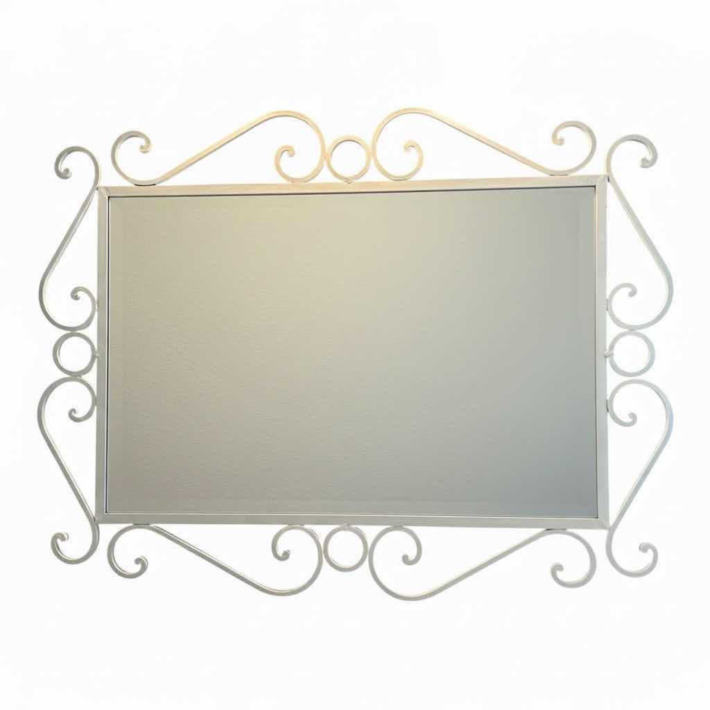 Photo 1 of WHITE METAL DECORATIVE WALL MIRROR 45”X35”