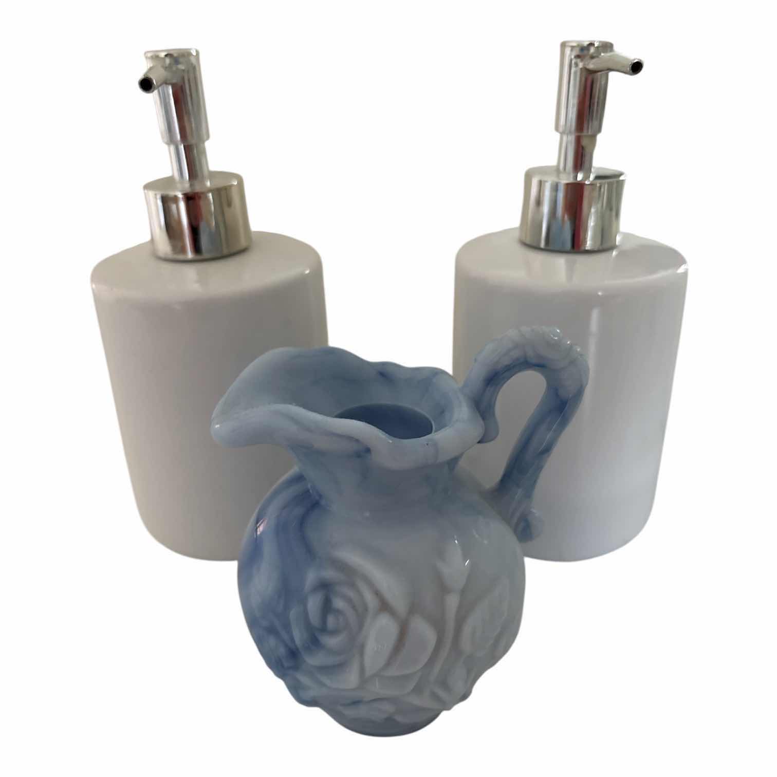 Photo 1 of (8)PCS PRIMARY BATHROOM STORAGE JARS AND DISPENSERS