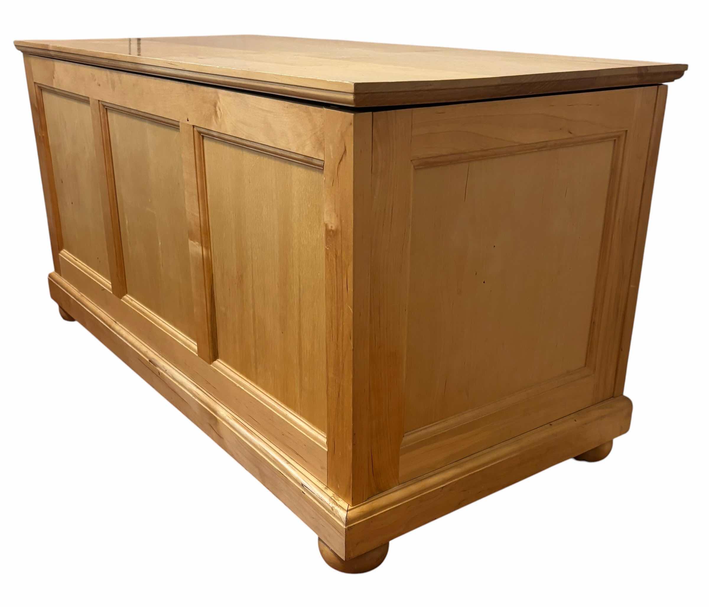 Photo 1 of WOODEN CHEST WITH CONTENTS (MEN’S CLOTHES & HOUSEHOLD LINENS) 38.5”L X 18.5”W X 20”H