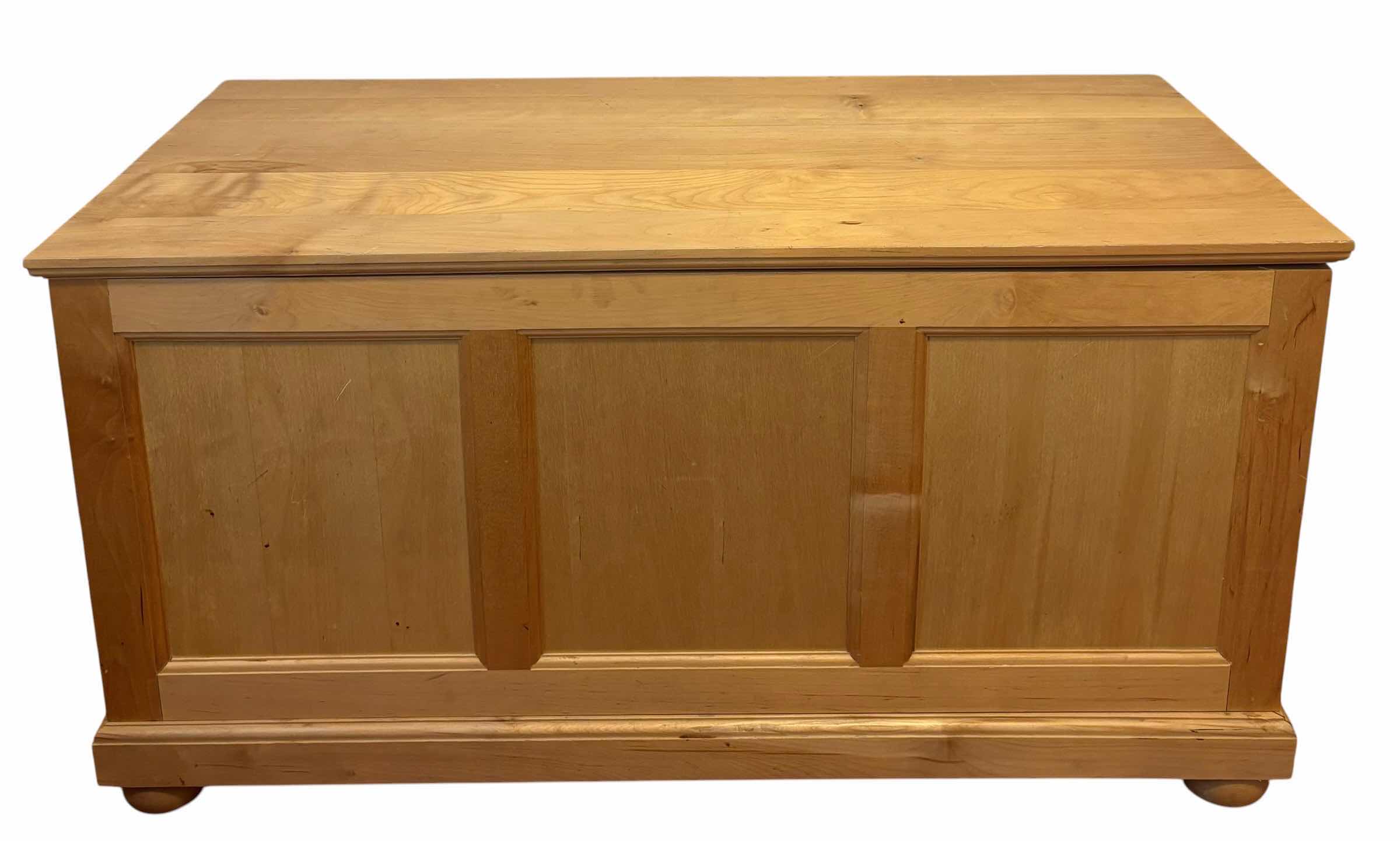 Photo 1 of WOODEN CHEST WITH CONTENTS (MEN’S CLOTHES & HOUSEHOLD LINENS) 38.5”L X 18.5”W X 20”H