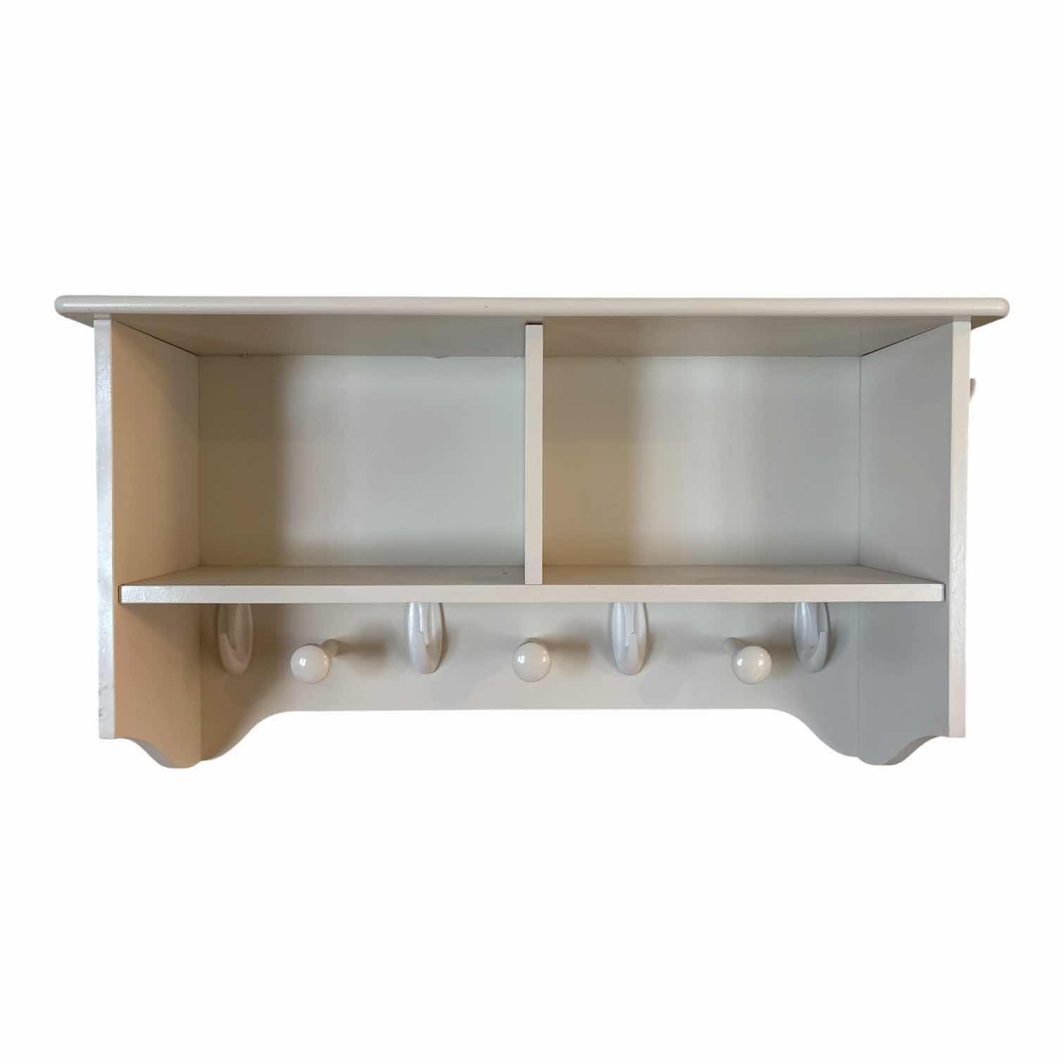 Photo 1 of WHITE ENTRYWAY WALL COAT RACK W/HOOKS AND STORAGE SHELVES 24.5”X6”H14”