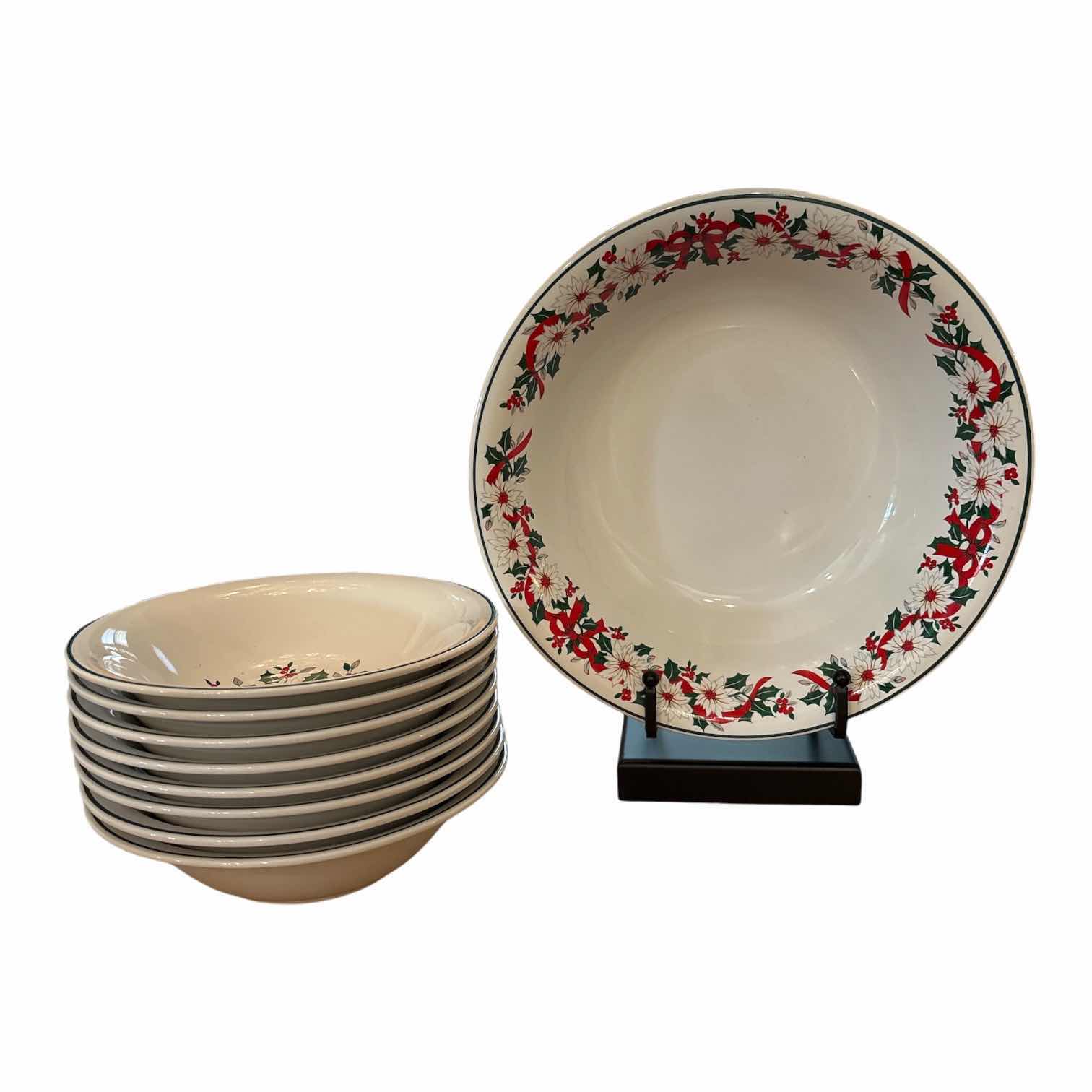 Photo 1 of (9)PCS VINTAGE RANMARU “SEASON TO CELEBRATE” SERVING AND SOUP BOWL D9.5”