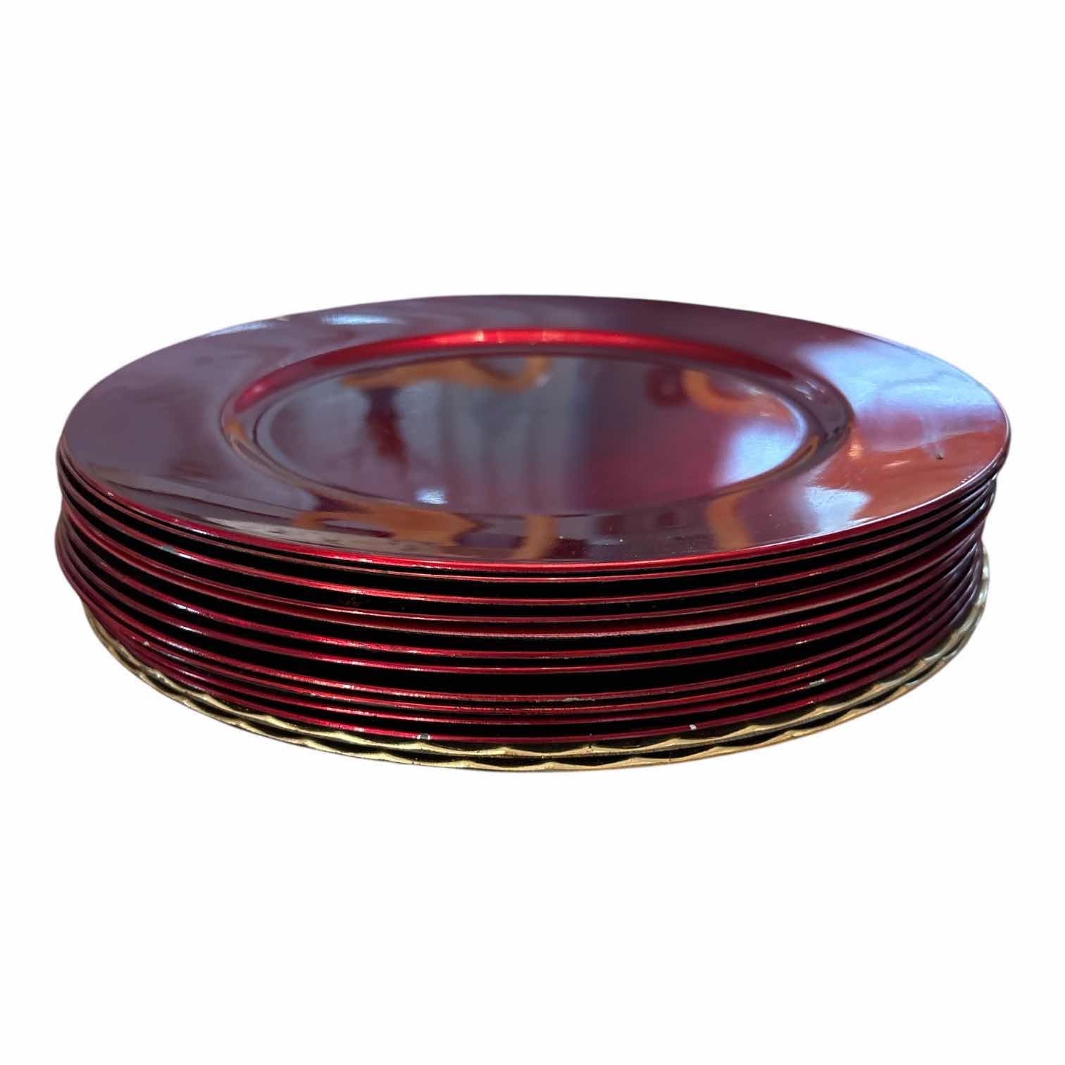 Photo 1 of (13)PCS RED AND GOLD DECORATIVE PLATES D13”