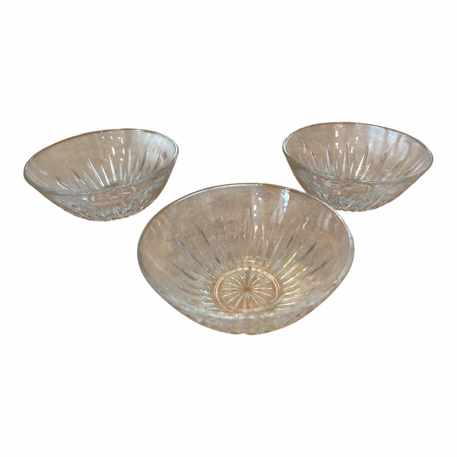 Photo 1 of (3)PCS PRINCESS HOUSE LEAD CRYSTAL DESSERT BOWL H2.5” $54