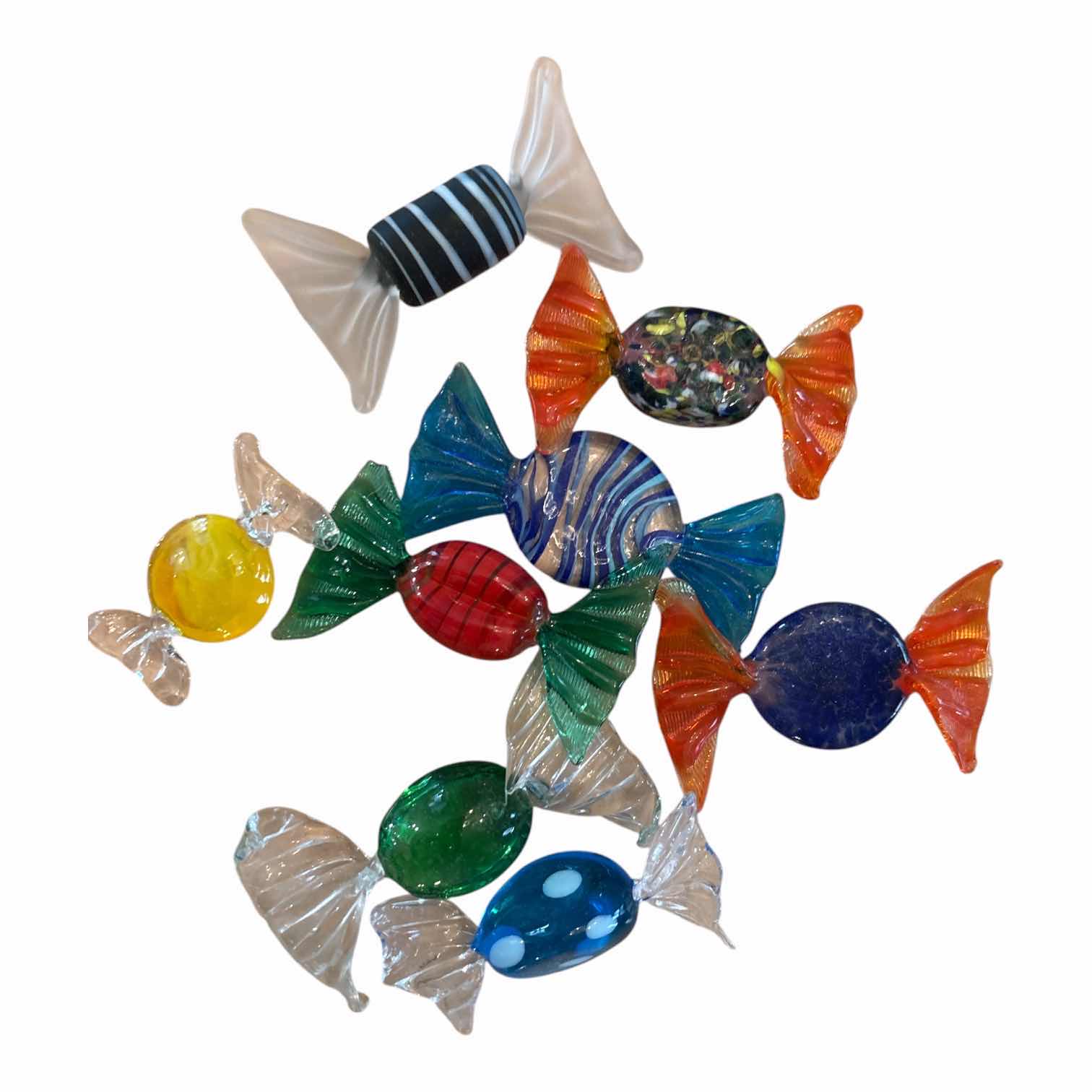 Photo 1 of PEDESTAL GLASS CANDY DISH W/MURANO ART GLASS CANDY H7.5”