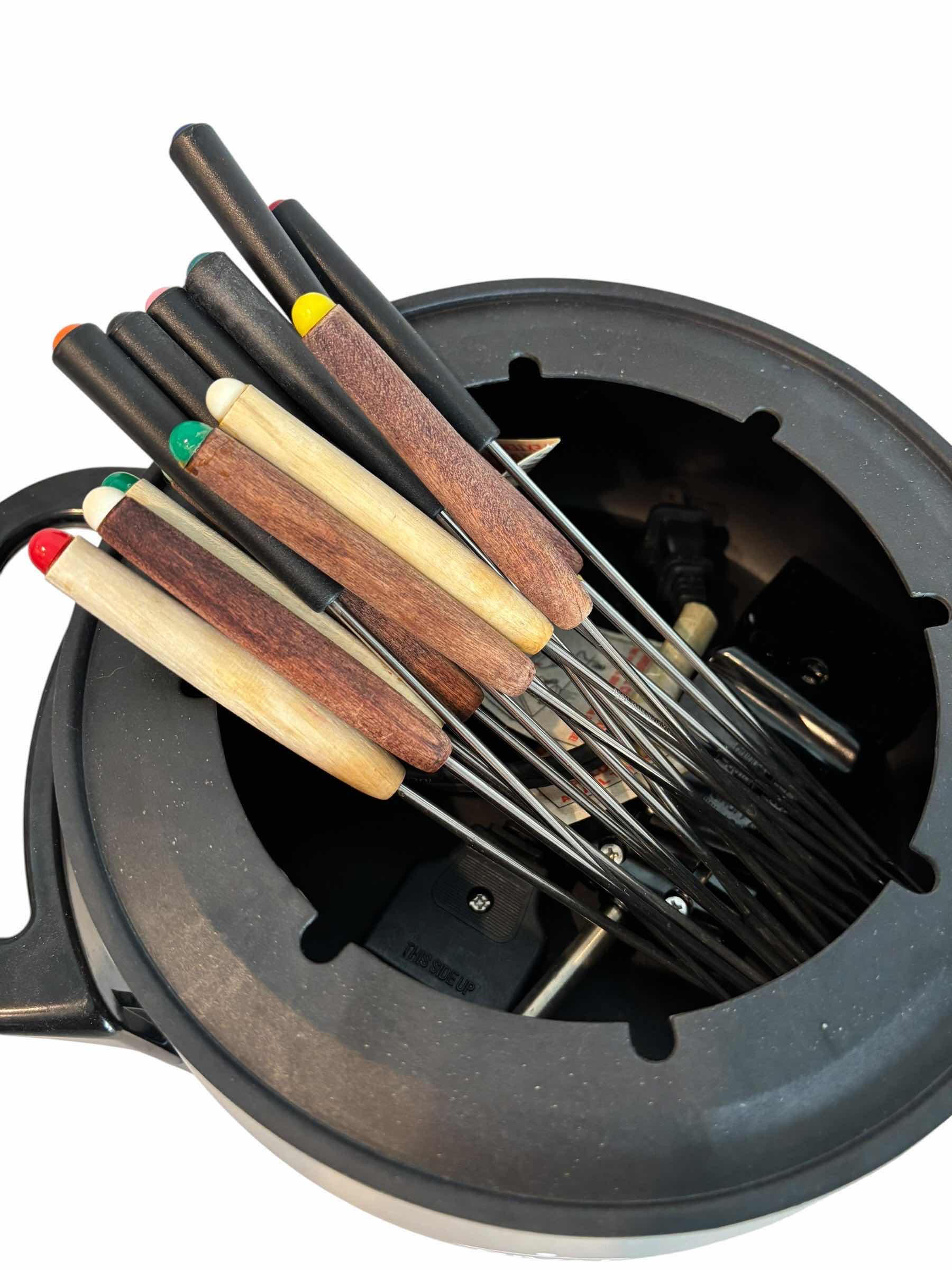 Photo 1 of VINTAGE TOASTMASTER FASTBAKE WAFFLE MAKER & GRIDDLE WITH RIVAL FONDUE POT & UTENSILS $140