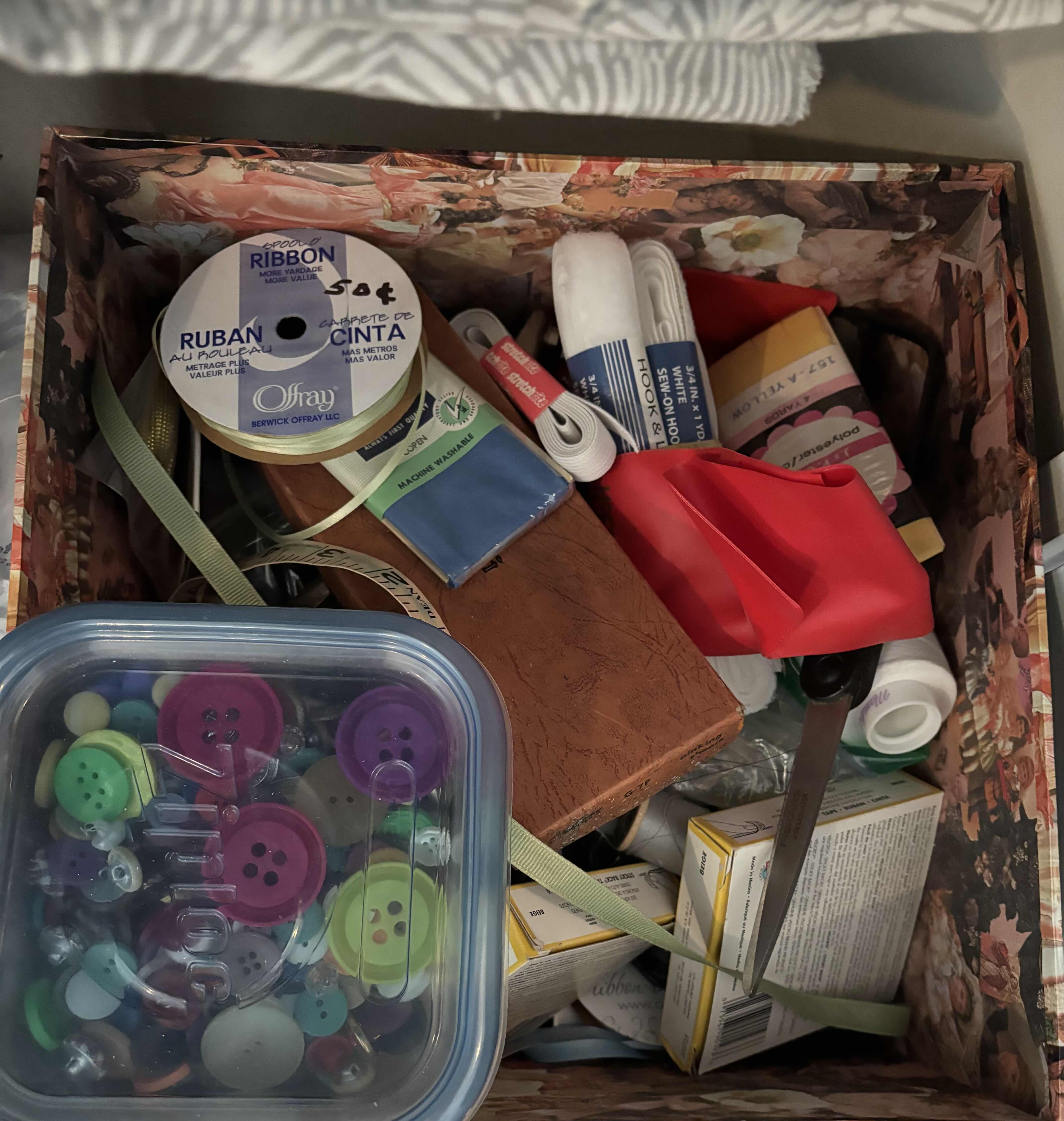 Photo 1 of CONTENTS OF CABINET: SEWING MATERIAL & ACCESSORIES