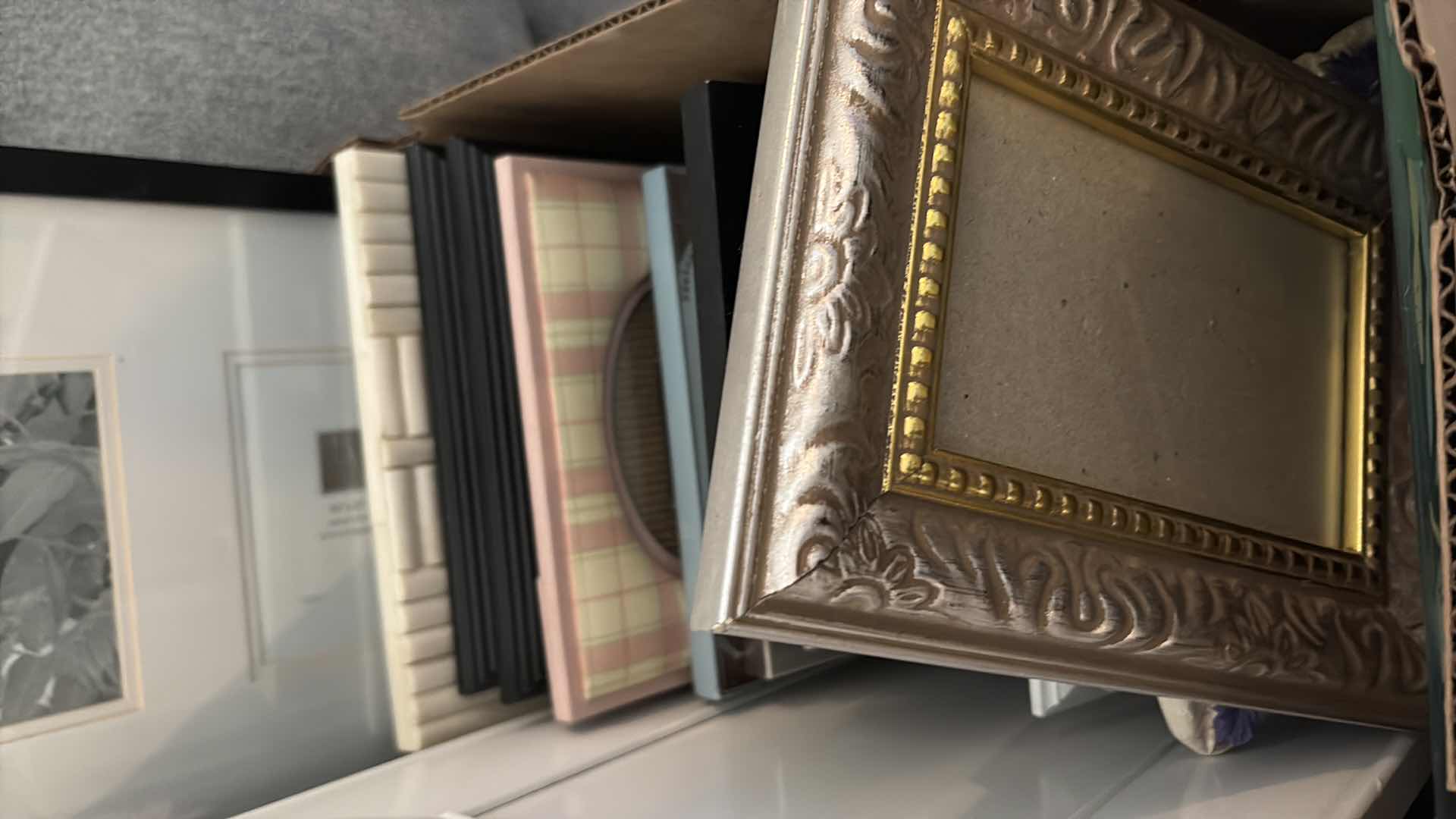 Photo 1 of BOX OF PICTURE FRAMES-VARIOUS SIZES