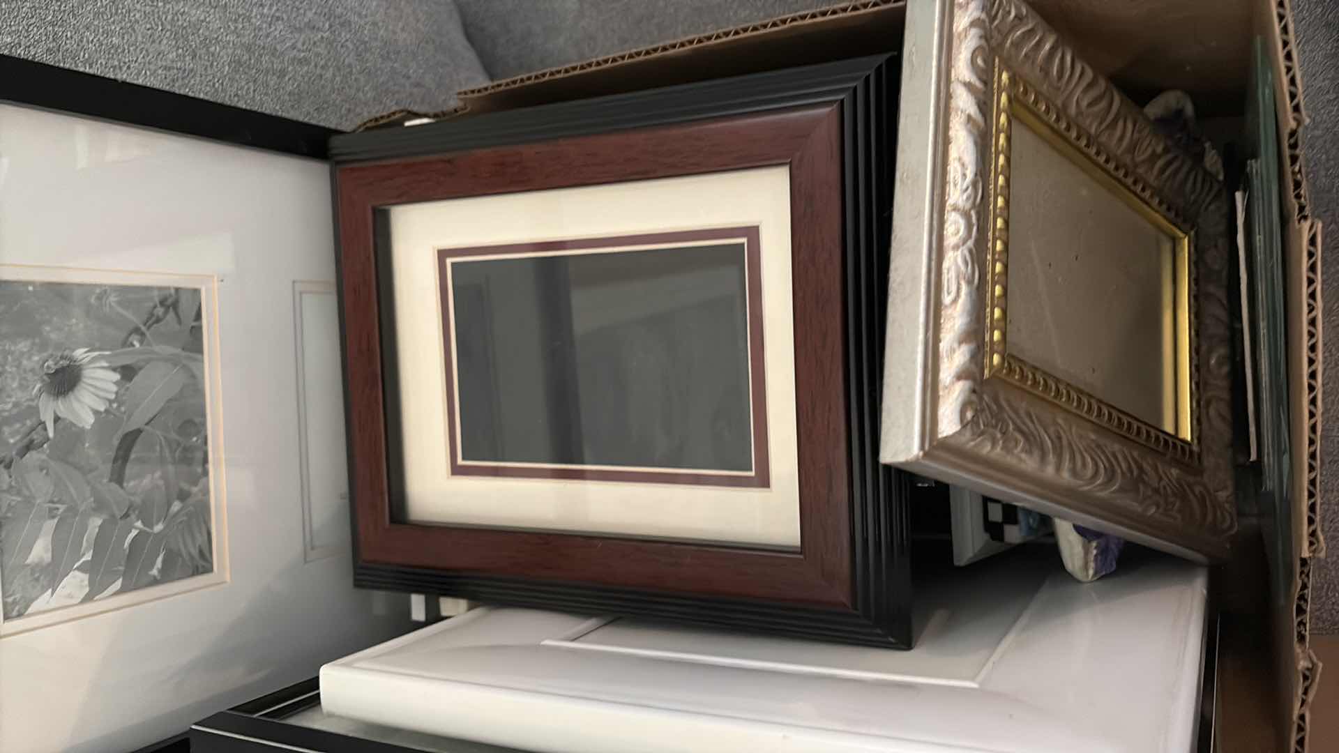 Photo 1 of BOX OF PICTURE FRAMES-VARIOUS SIZES