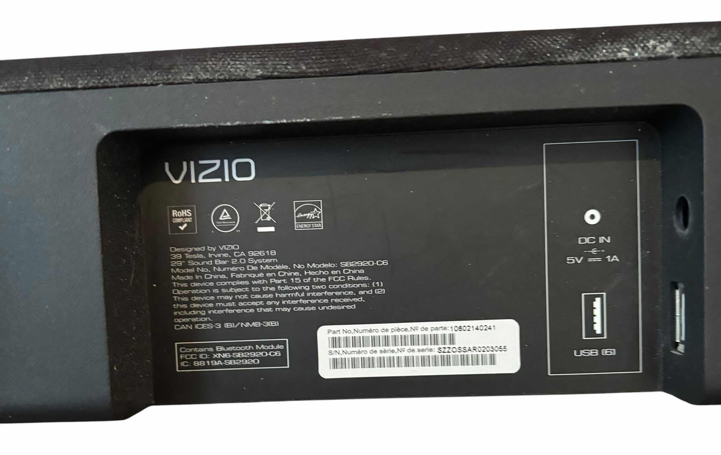 Photo 1 of VIZIO SOUNDBAR WITH REMOTE