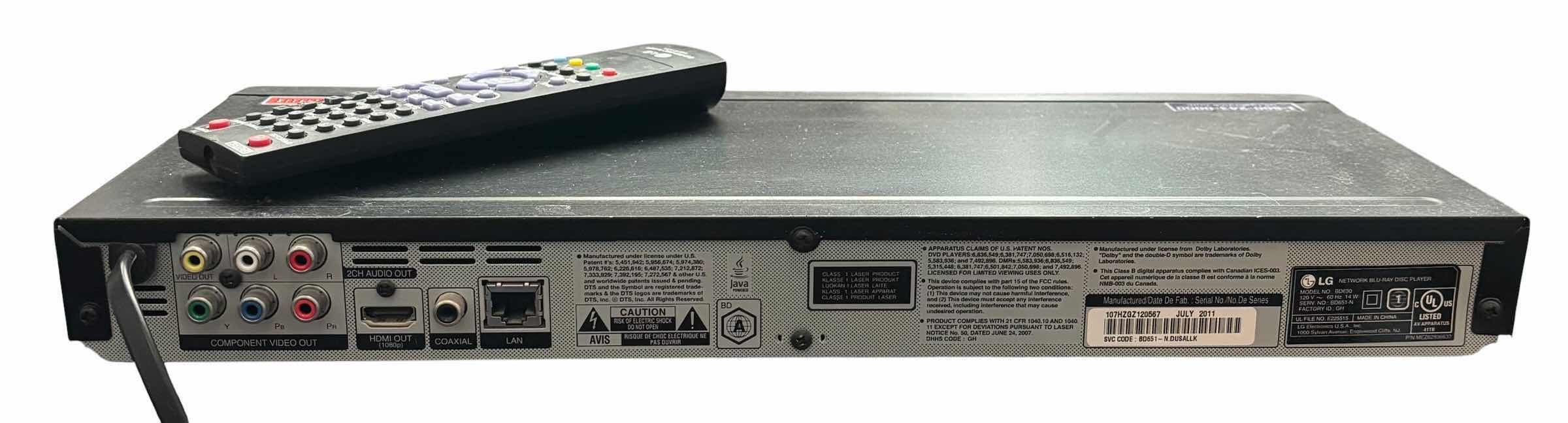Photo 1 of LG BLU RAY DISC PLAYER WITH REMOTE