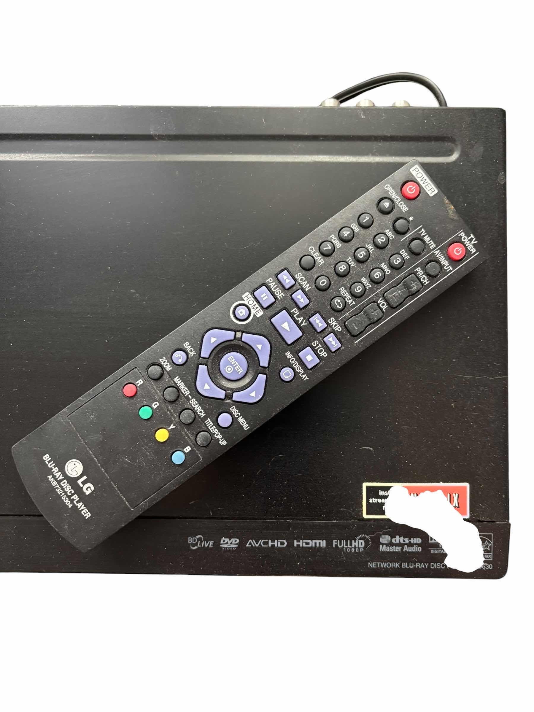 Photo 1 of LG BLU RAY DISC PLAYER WITH REMOTE