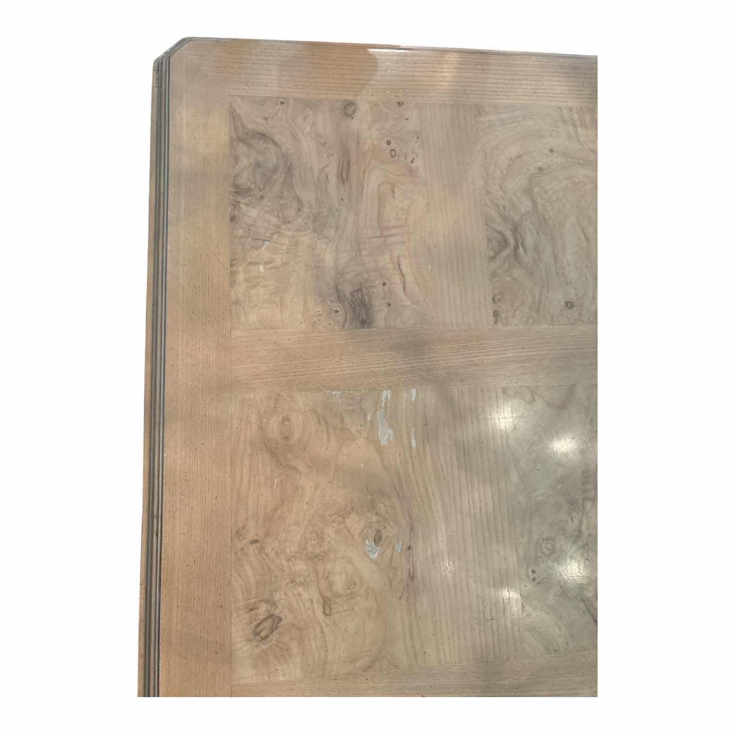 Photo 1 of VINTAGE DREXEL HERITAGE CORINTHIAN COLLECTION OLIVE ASH BURL TABLE W/ 3 ADDITIONAL LEAVES 76”X45.5”H30”

TABLE LEAF WIDTH (3) TOTAL - L66”