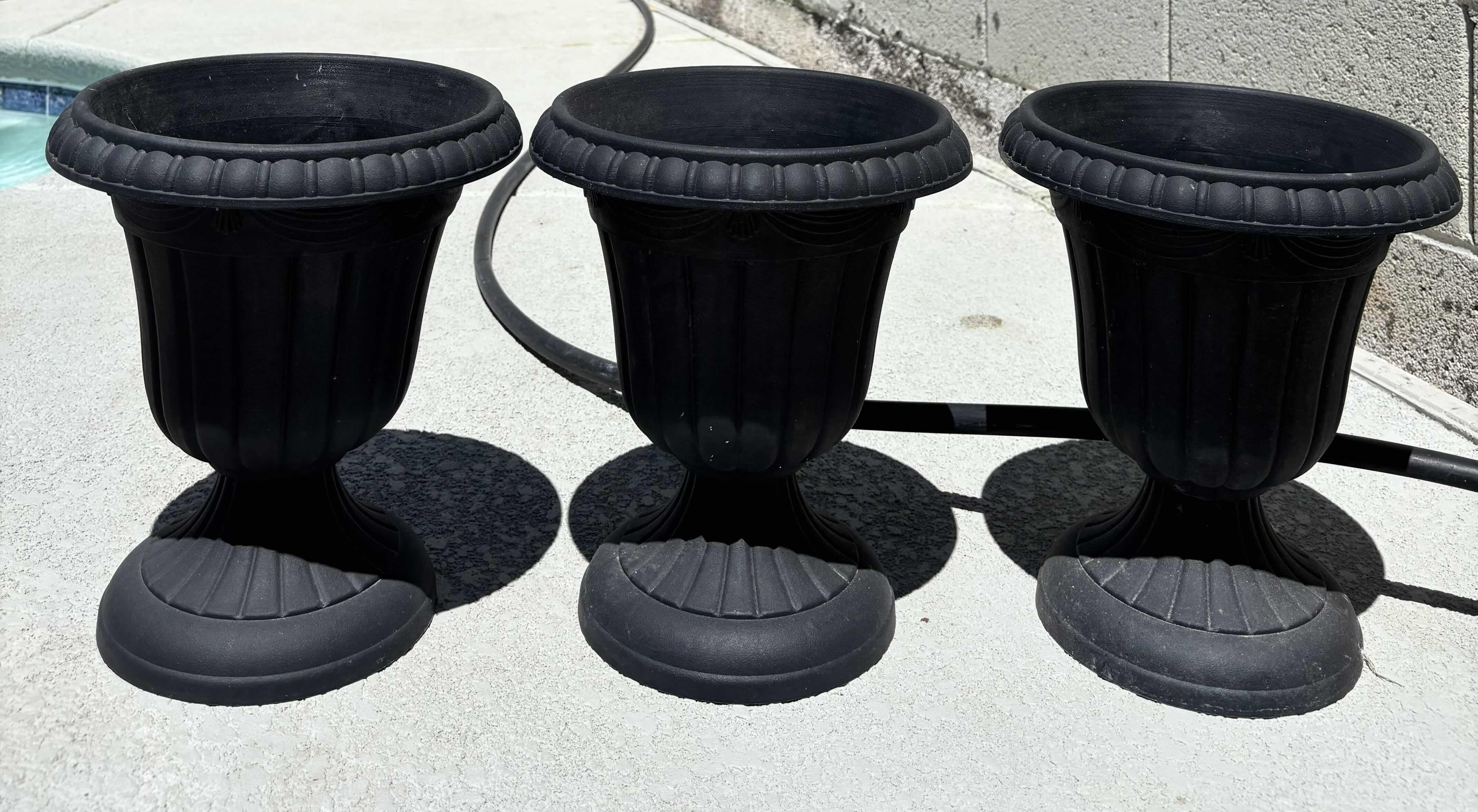 Photo 1 of DECORATIVE PLANT POTS (3) H11.5”