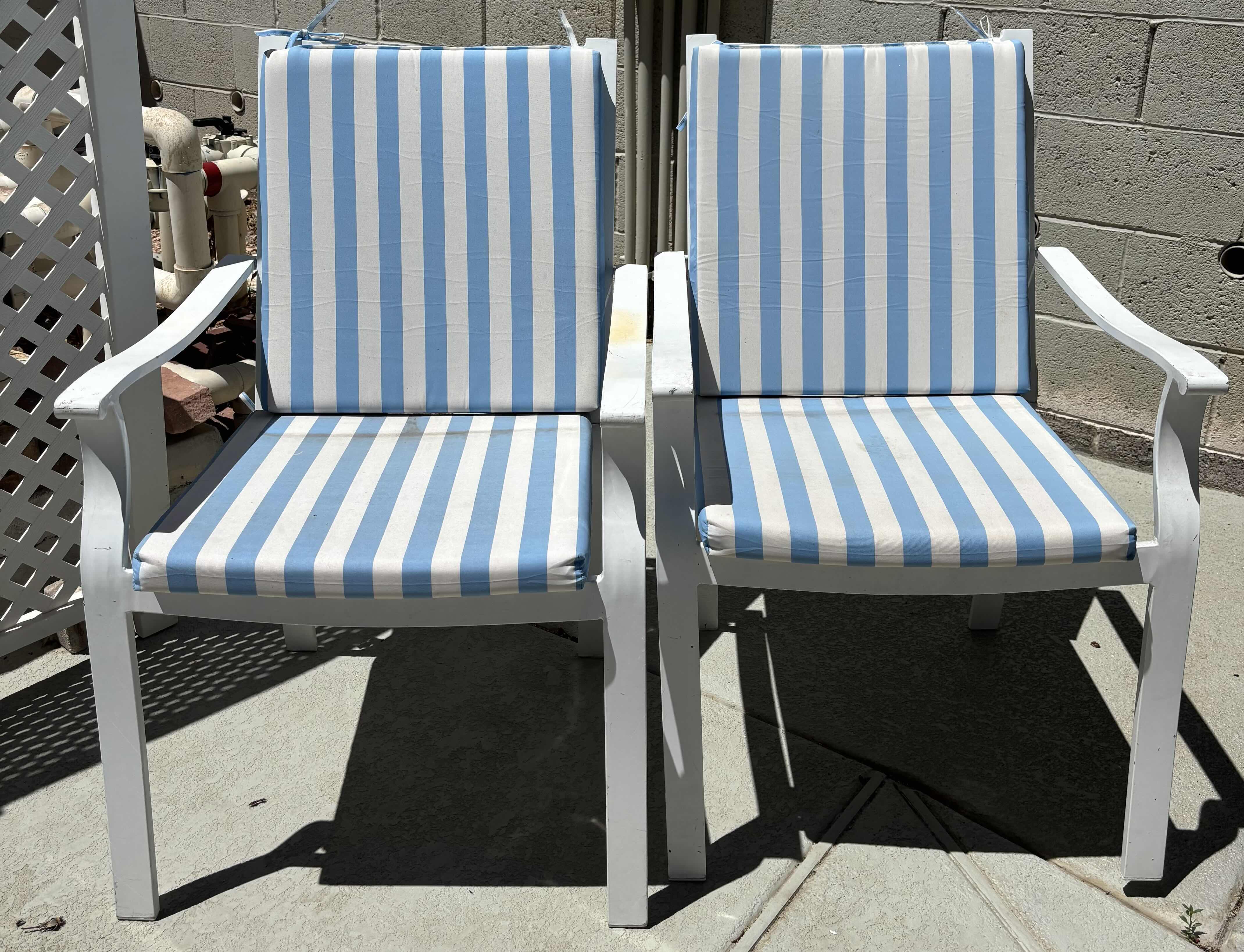 Photo 1 of OUTDOOR ALUMINUM CHAIRS WITH CUSHIONS (2)