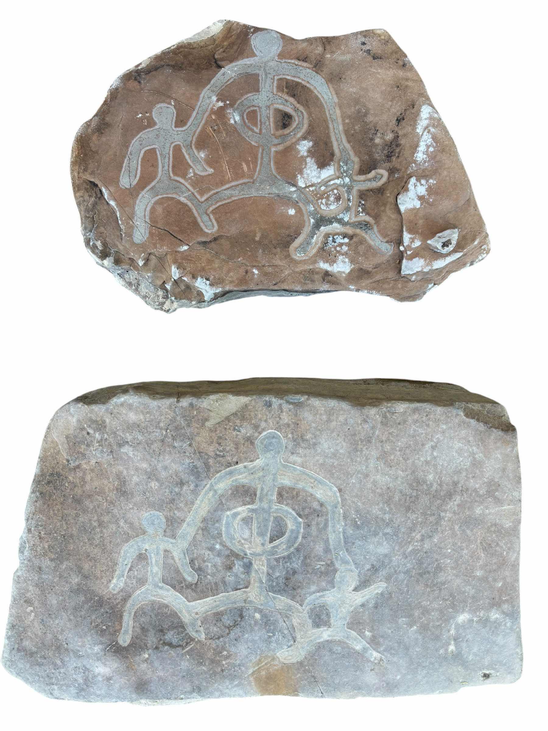 Photo 1 of OUTDOOR DECOR: FLAG HOLDER STAND, STATUE, WALL SHELF WITH ATTACHED WELCOME SIGN, HIEROGLYPHICS ROCKS (ORIGIN UNKNOWN) & HIDE-A-KEY OWL FIGURINE