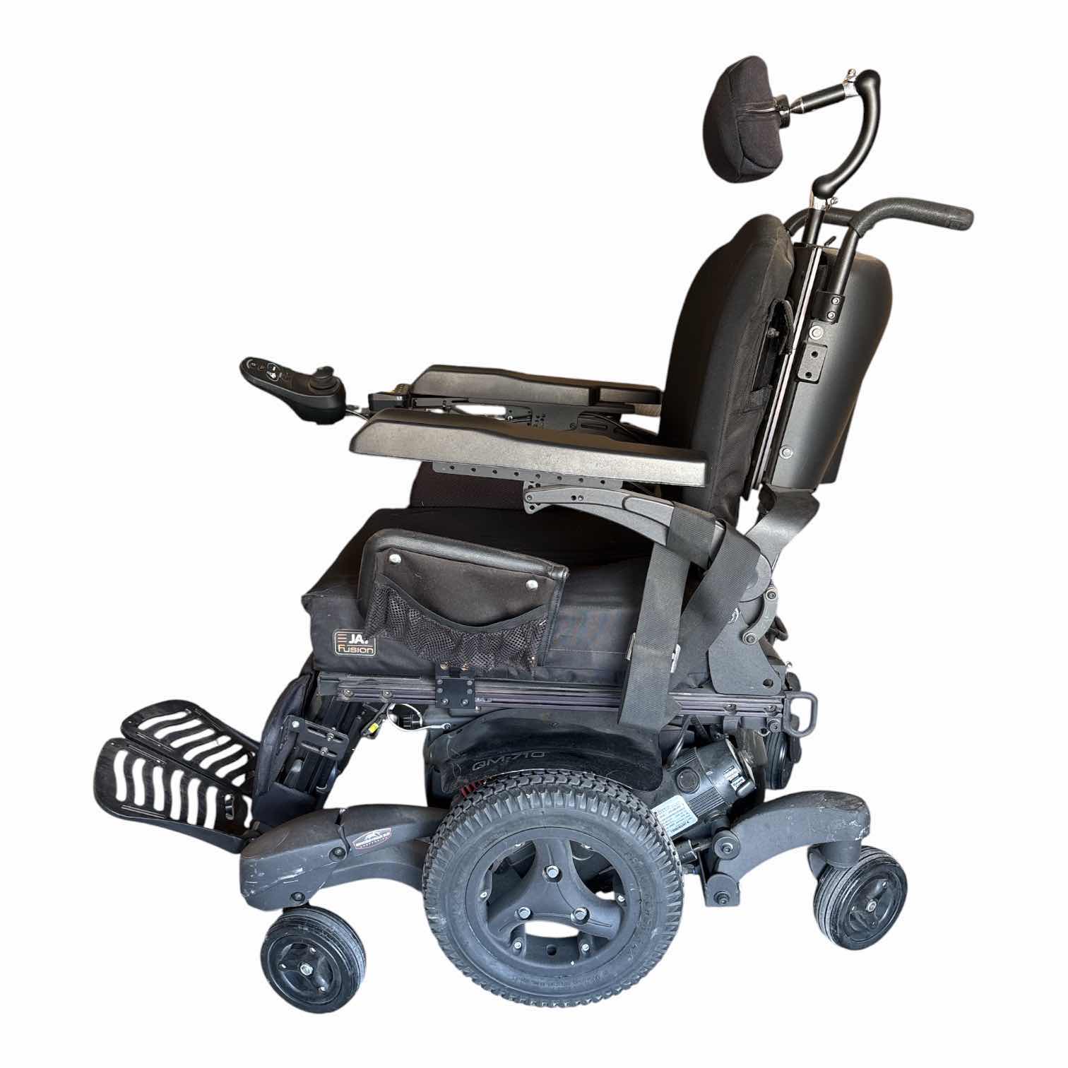 Photo 1 of QUICKIE QM-710 POWER WHEELCHAIR W/HEADREST, SEAT CUSHIONS, AND LEG SUPPORTS H47”