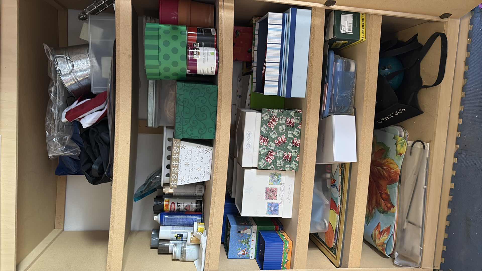 Photo 1 of CONTENTS OF GARAGE SHELVING—GIFT BOXES, PLACE MATS AND MORE