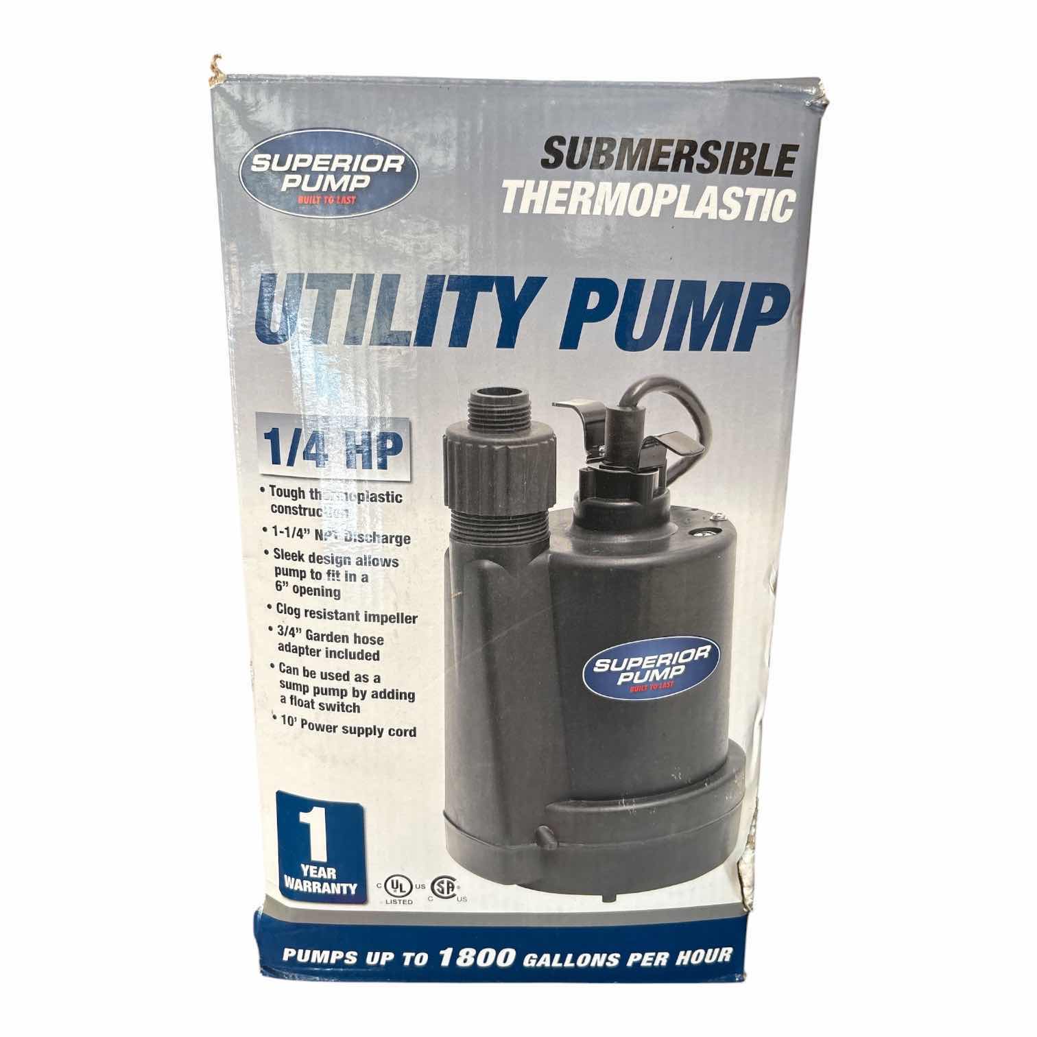 Photo 1 of SUPERIOR PUMP UTILITY PUMP 1/4HP IN ORIGINAL BOX