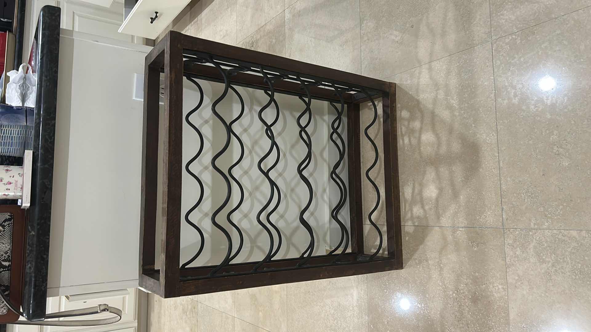 Photo 1 of WOOD & METAL WINE RACK 22“ X 7 .75”  x H27 1/2”