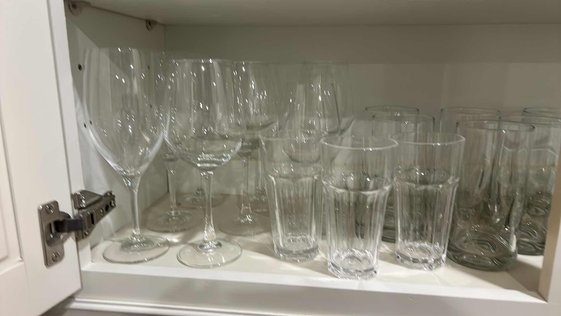 Photo 1 of CONTENTS OF KITCHEN CABINET , GLASSWARE, STEMWARE, AND MORE