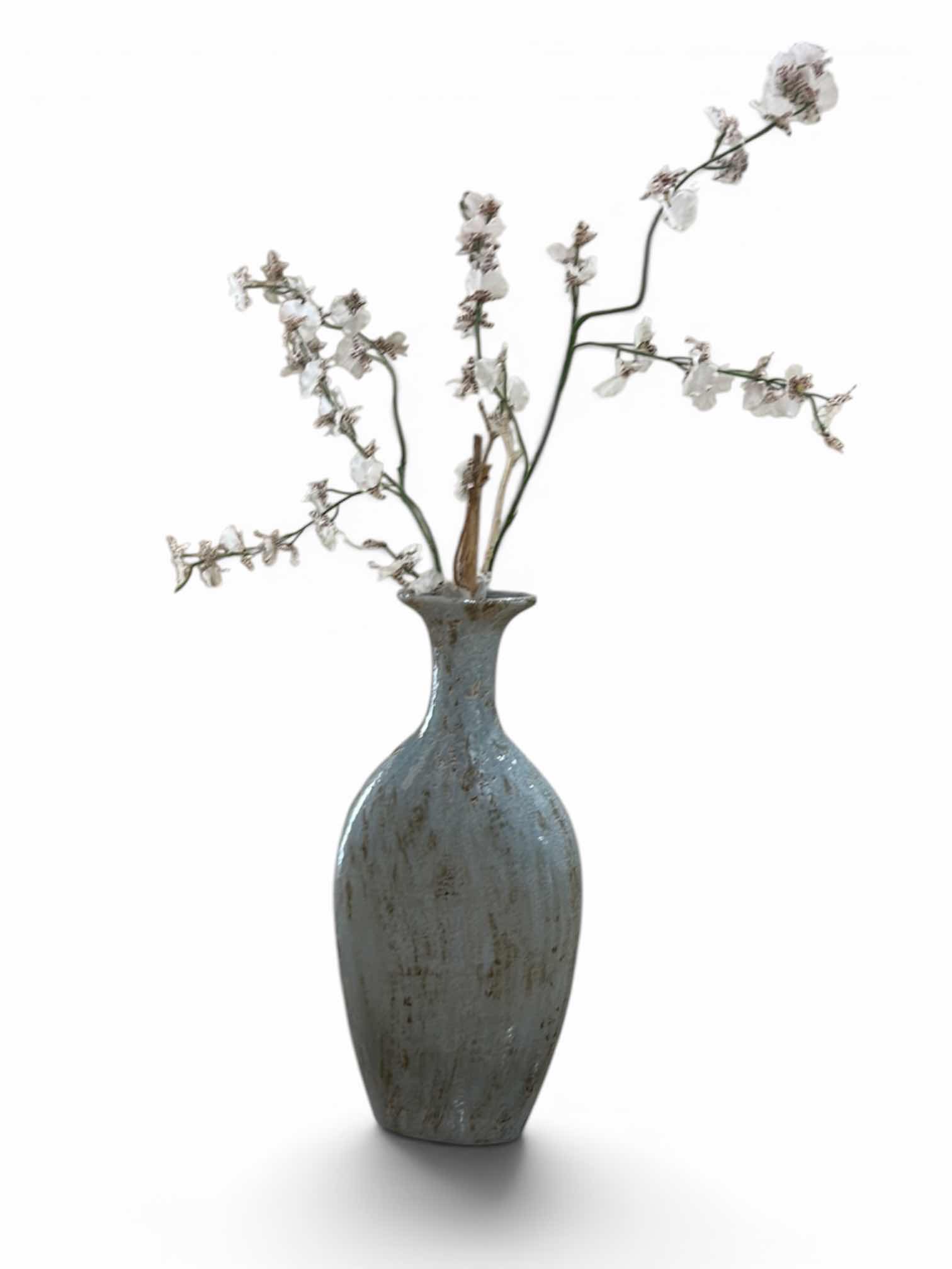 Photo 1 of HOME DECOR - TEXTURED VASE & FAUX FLOWERS H18.25”