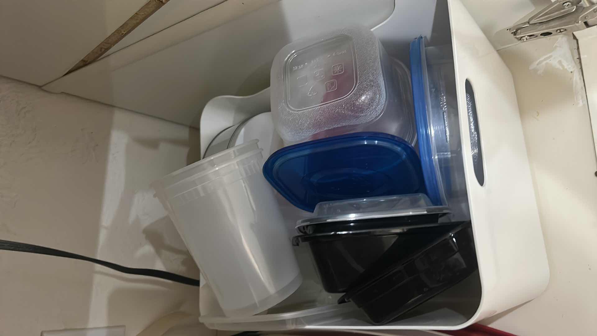 Photo 1 of CONTENT OF CABINET IN KITCHEN, BAKING SUPPLIES, AND FOOD STORAGE ITEMS