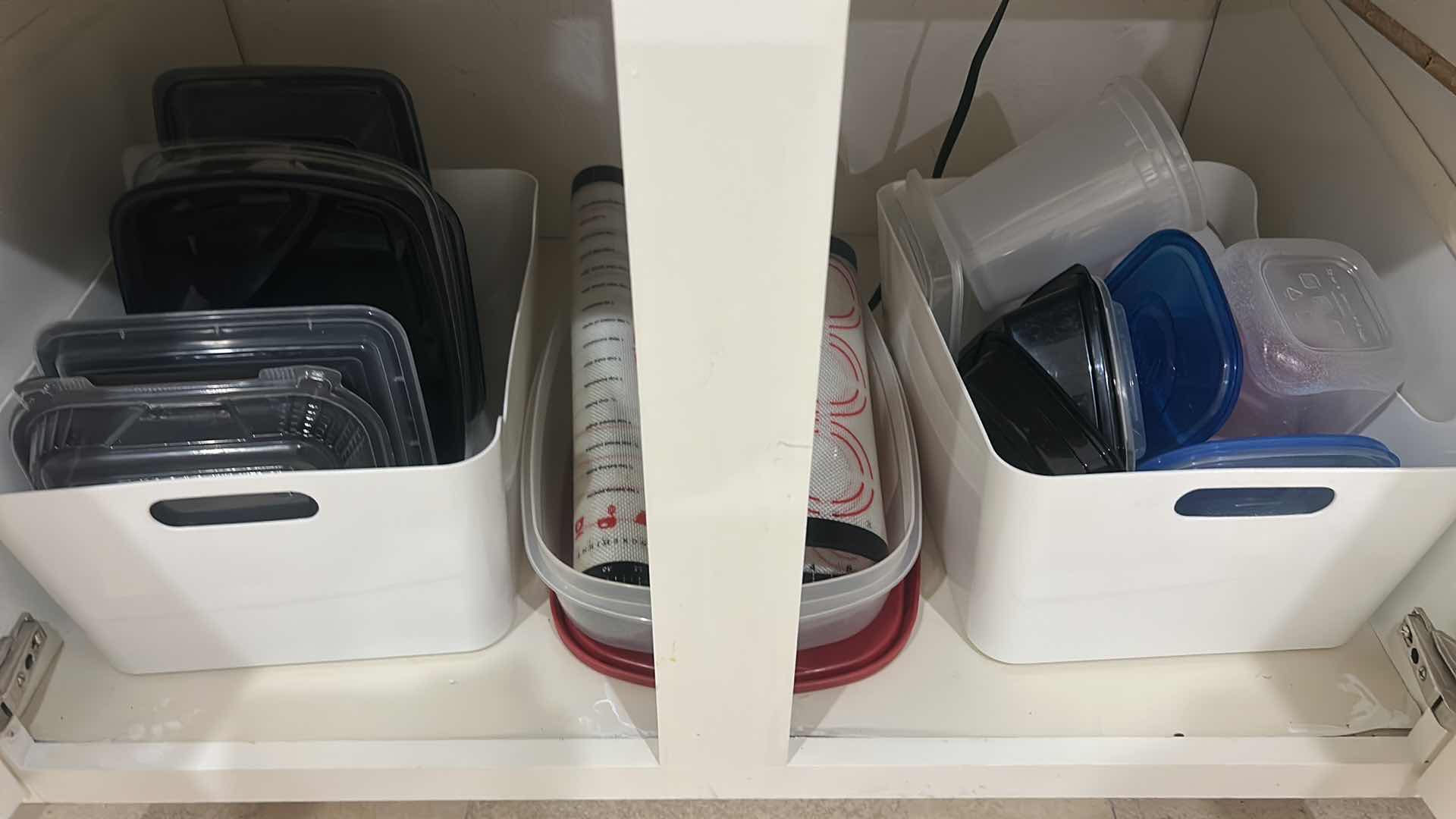 Photo 1 of CONTENT OF CABINET IN KITCHEN, BAKING SUPPLIES, AND FOOD STORAGE ITEMS