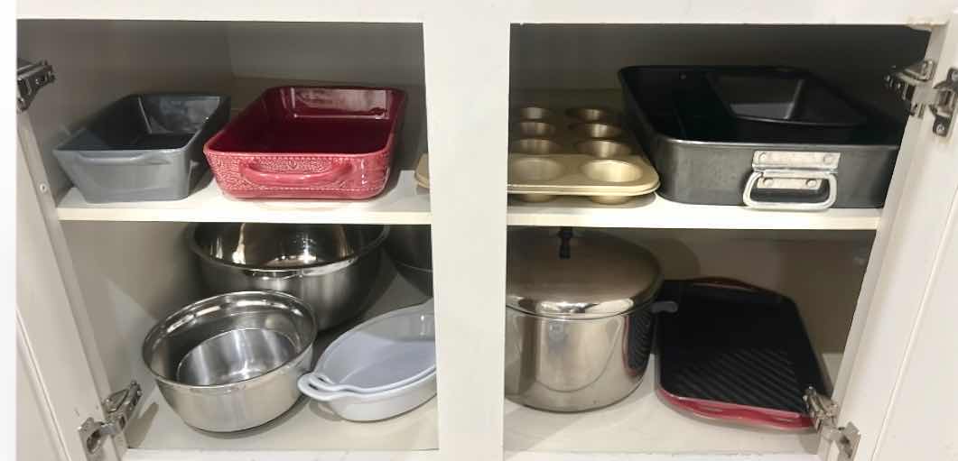 Photo 1 of CONTENT OF CABINET IN KITCHEN, BAKEWARE BOWLS, AND MORE