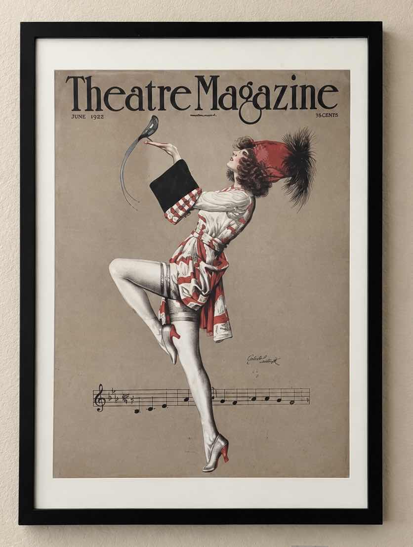 Photo 1 of FRAMED VINTAGE THEATRE MAGAZINE ARTWORK ATTRIBUTED TO ILLUSTRATOR CARL LINK 25 1/2” x H34”