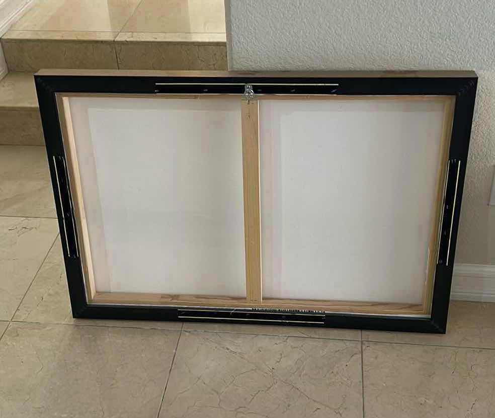 Photo 1 of RISE AND FALL II WALL ART BY GUSEUL PARK W SERENE ABSTRACT LANDSCAPE IN GOLD FRAME 37" X 25"