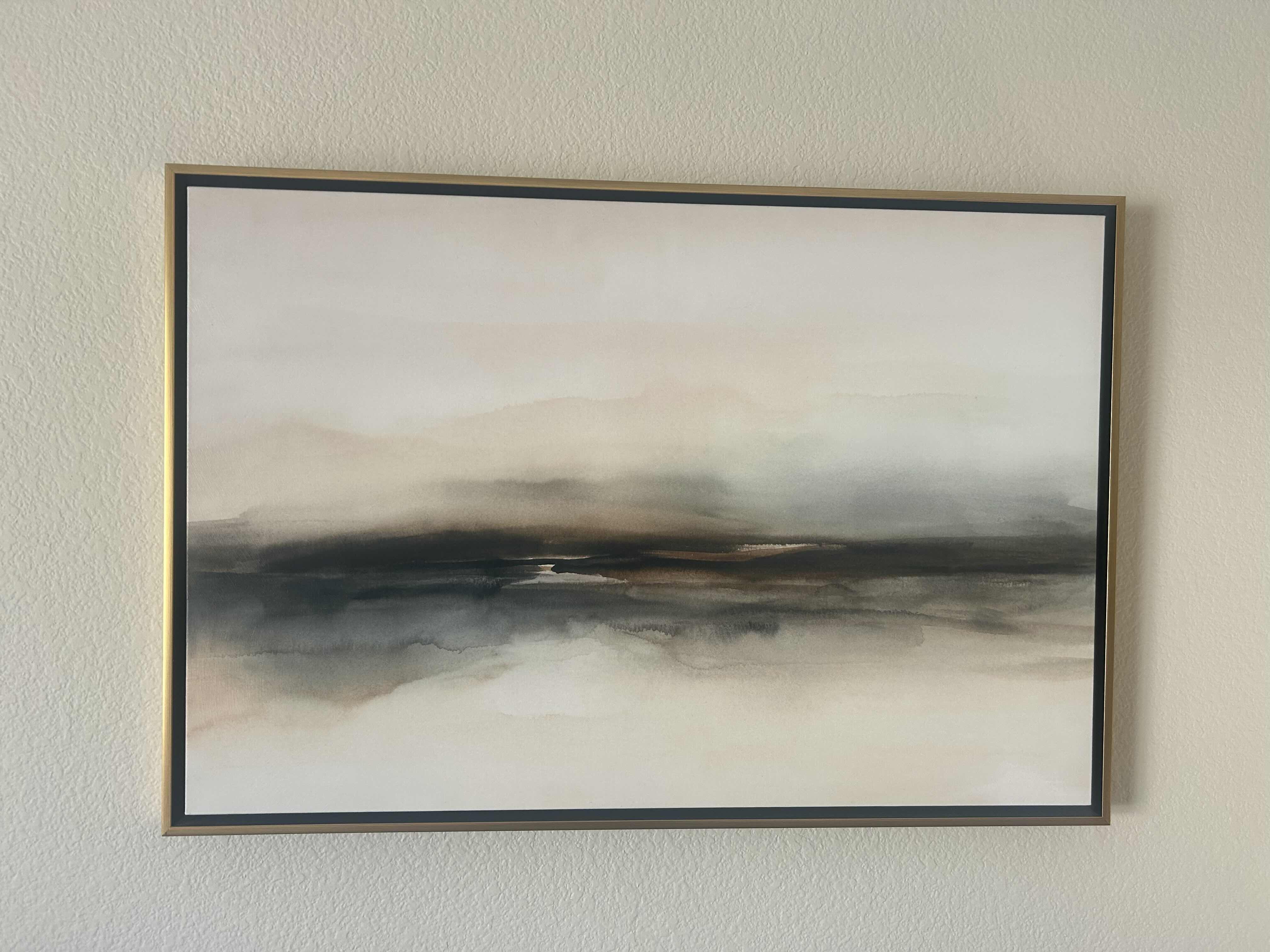 Photo 1 of RISE AND FALL II WALL ART BY GUSEUL PARK W SERENE ABSTRACT LANDSCAPE IN GOLD FRAME 37" X 25"