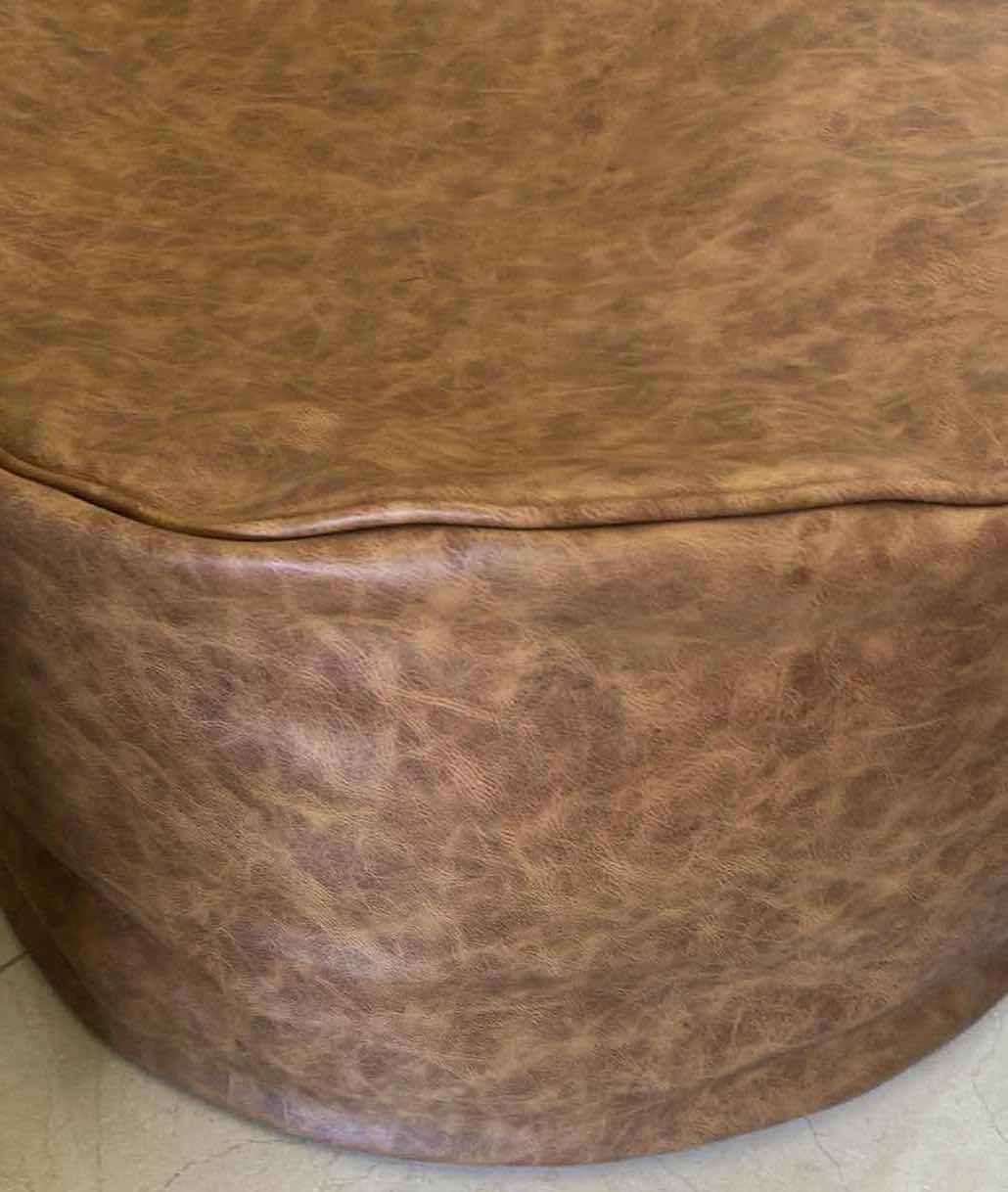 Photo 1 of MOCHA FAUX LEATHER POUF 24" X 12"