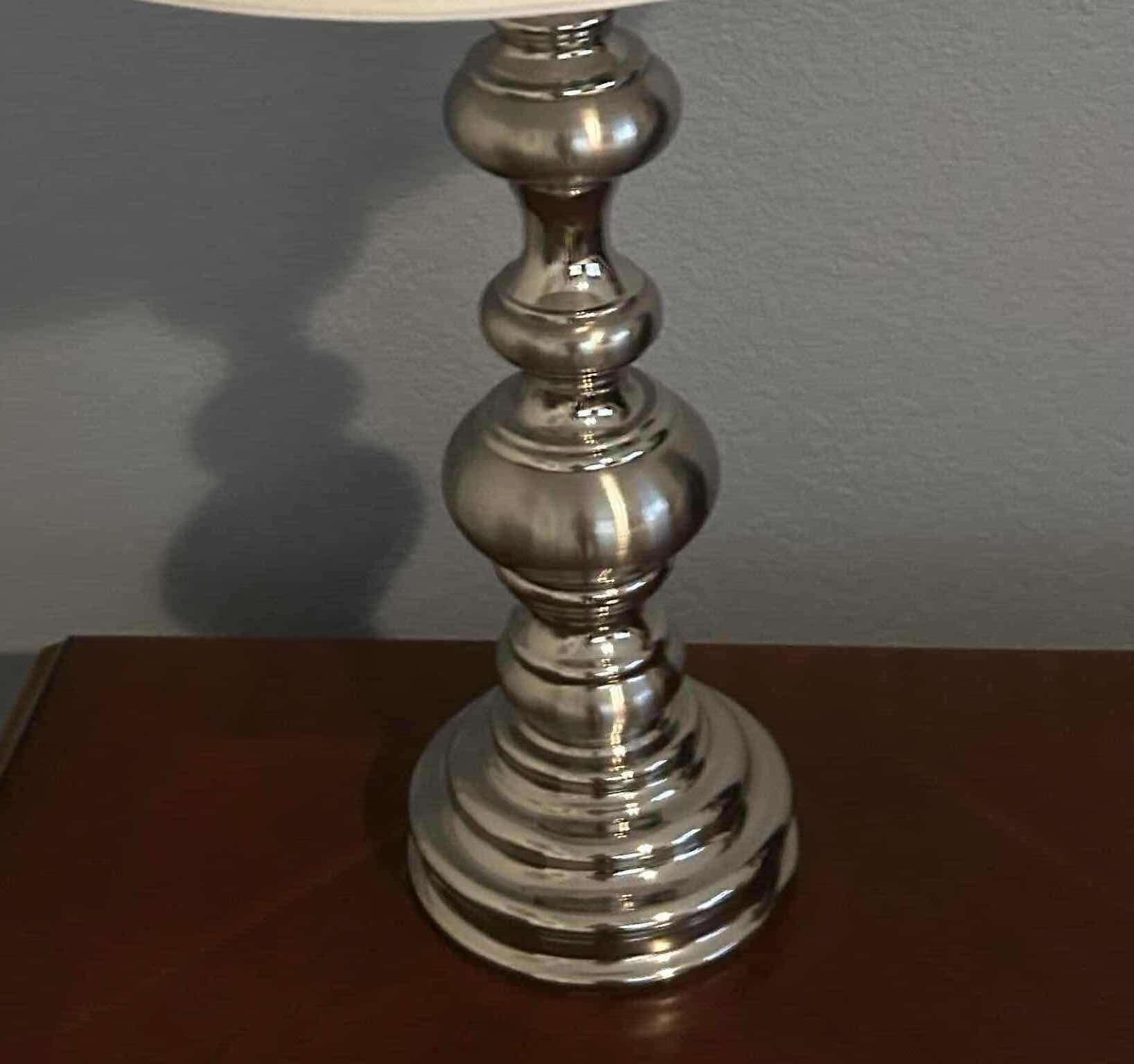 Photo 1 of STIFFEL TABLE LAMP W POLISHED NICKEL FINISH  W CLASSIC PLEATED SHADE H 29"