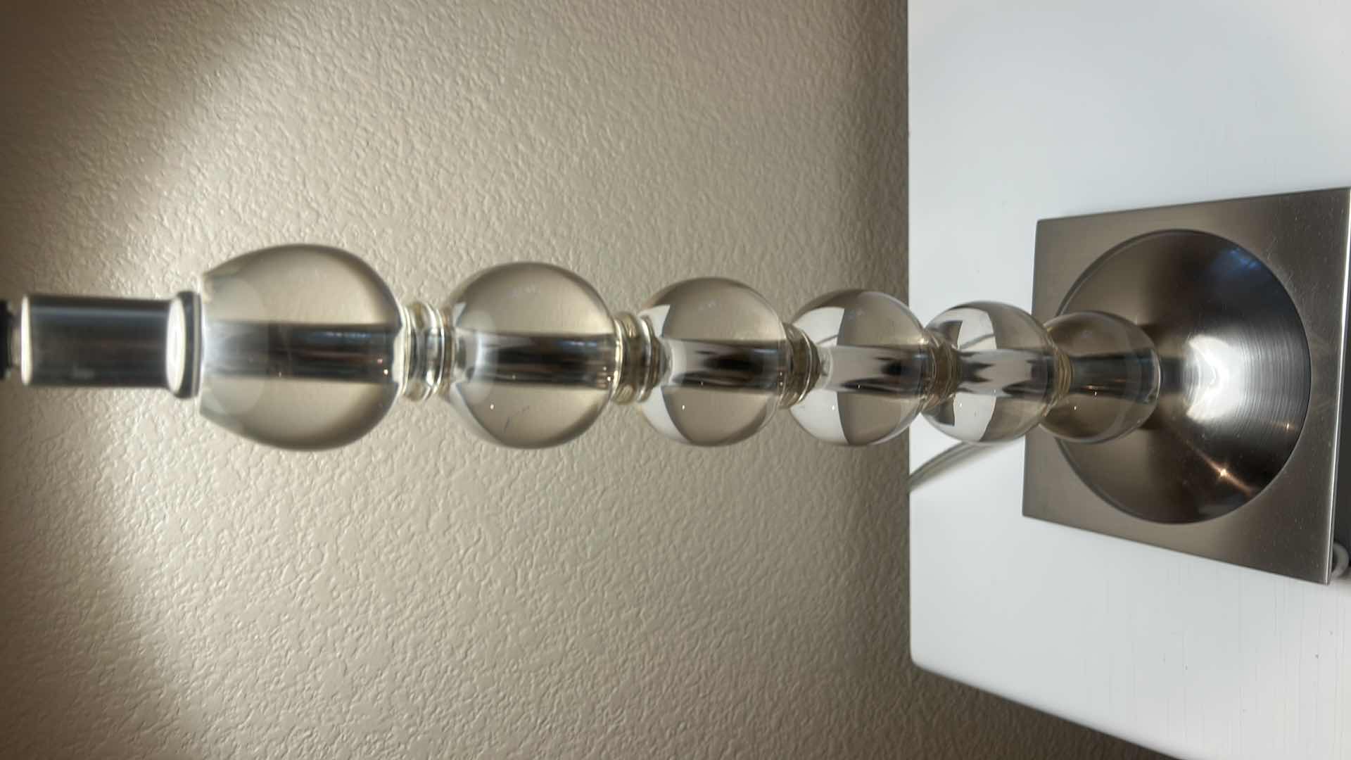 Photo 1 of MODERN TABLE LAMP W STACKED CRYSTAL BALL BASE& BLACK CONICAL SHADE. H26”