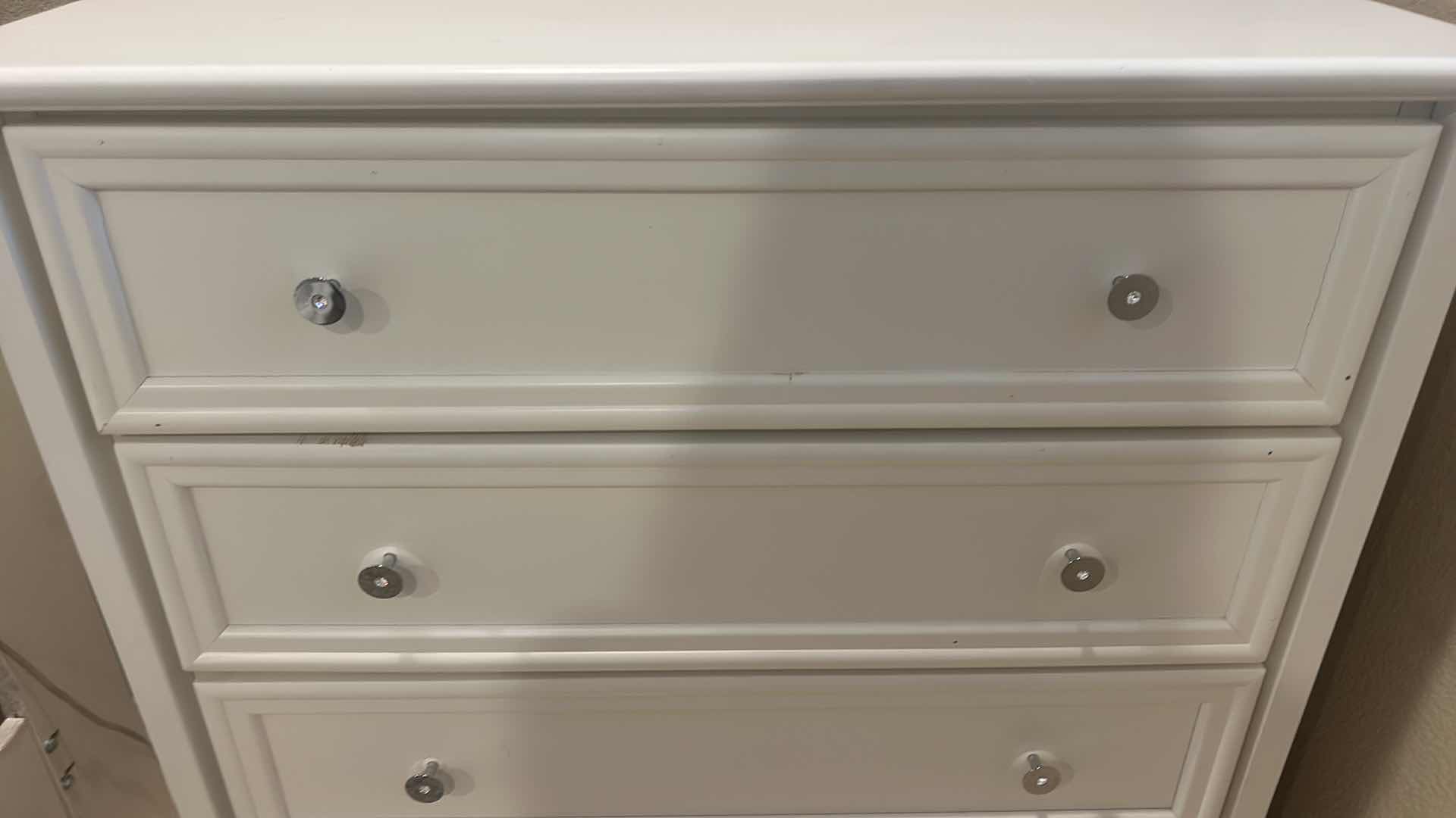 Photo 1 of WHITE HOMESTYLES NAPLES CHEST FEATURES FOUR DRAWERS W SMALL METAL KNOBS 36” x 19 1/2” x H39 1/2”