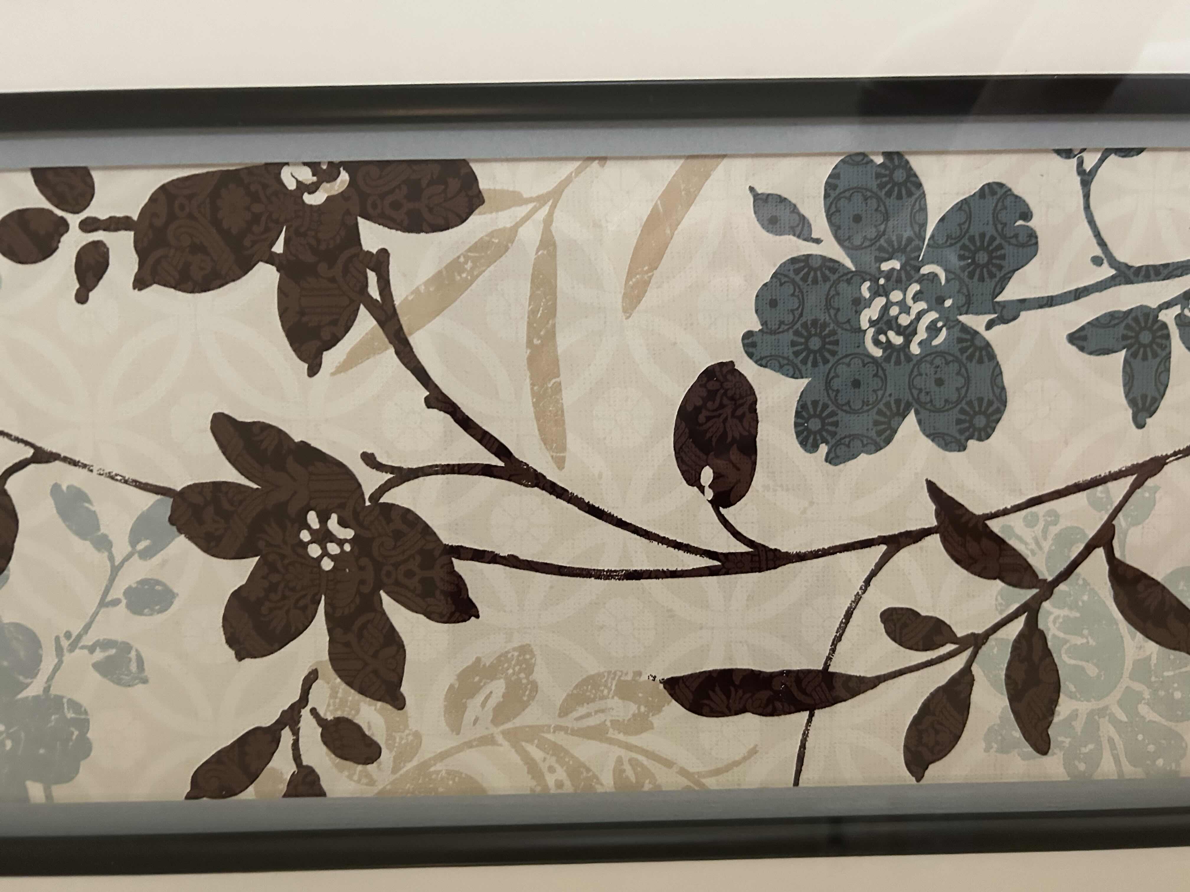 Photo 1 of PATTON PICTURE CO BLACK FRAMED ART W BOTANICAL COLLAGE DESIGN 17" X 28"