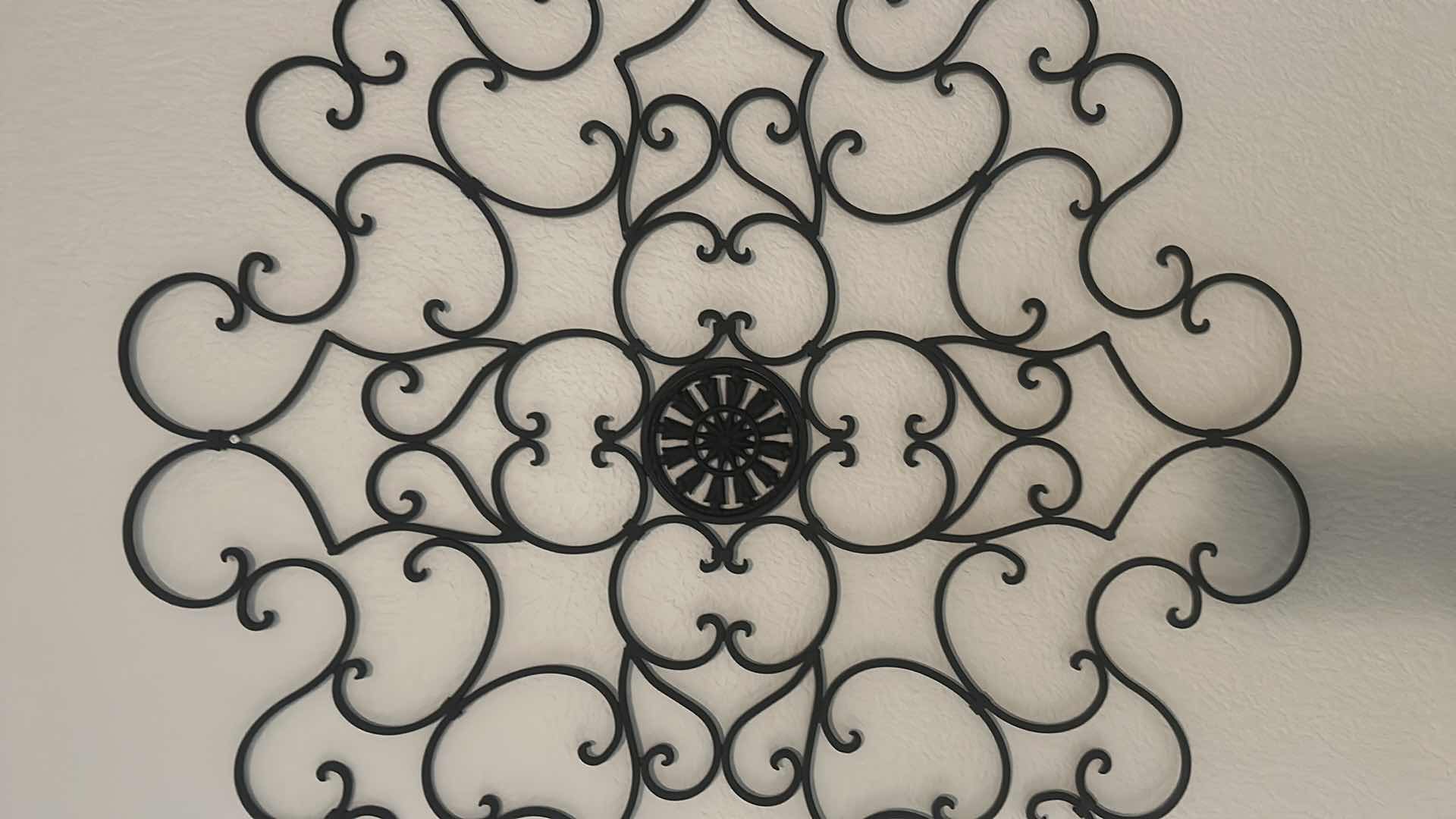 Photo 1 of 2- SCROLL METAL MEDALLION ACCENT WALL ART IN BLACK FINISH 33" X 36"