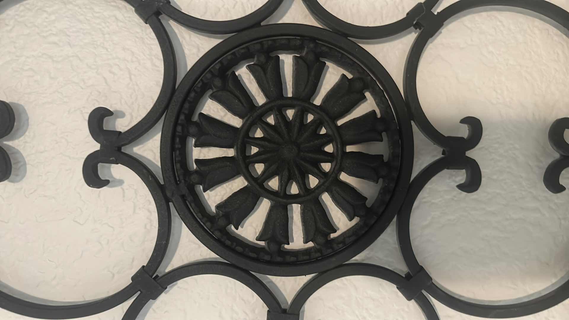 Photo 1 of 2- SCROLL METAL MEDALLION ACCENT WALL ART IN BLACK FINISH 33" X 36"