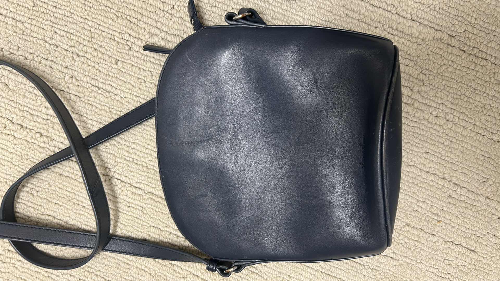 Photo 1 of 2- BLUE & BLACK LEATHER HANDBAGS 8"