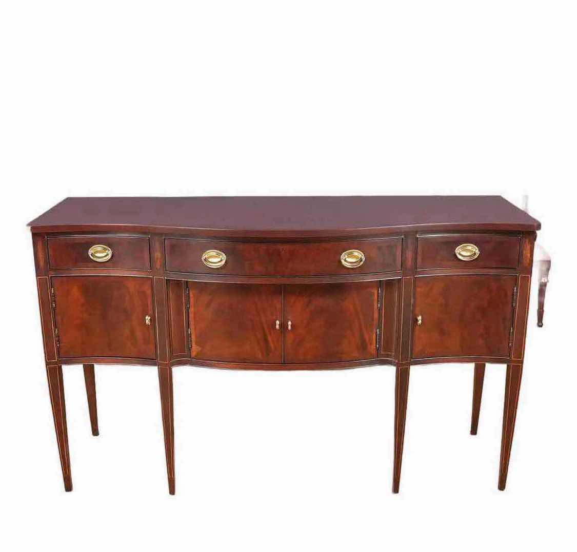 Photo 1 of ETHAN ALLEN FEDERAL AND STYLE MAHOGANY SIDEBOARD W SATINWOOD STRING INLAY 70"X 20" H 39"