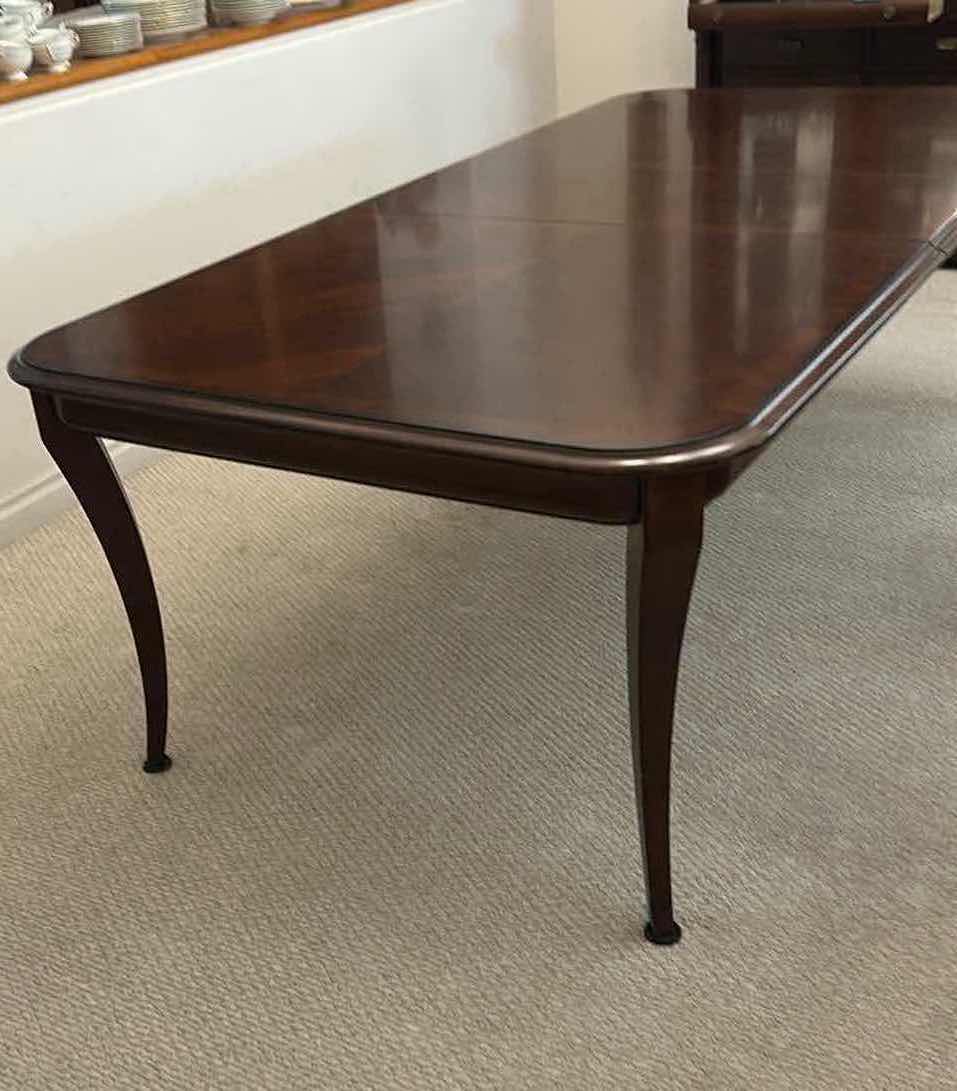 View 2 of BASSETT DARK WALNUT DINING SET 111" X 44" H 29" CHAIRS SOLD SEPARATELY