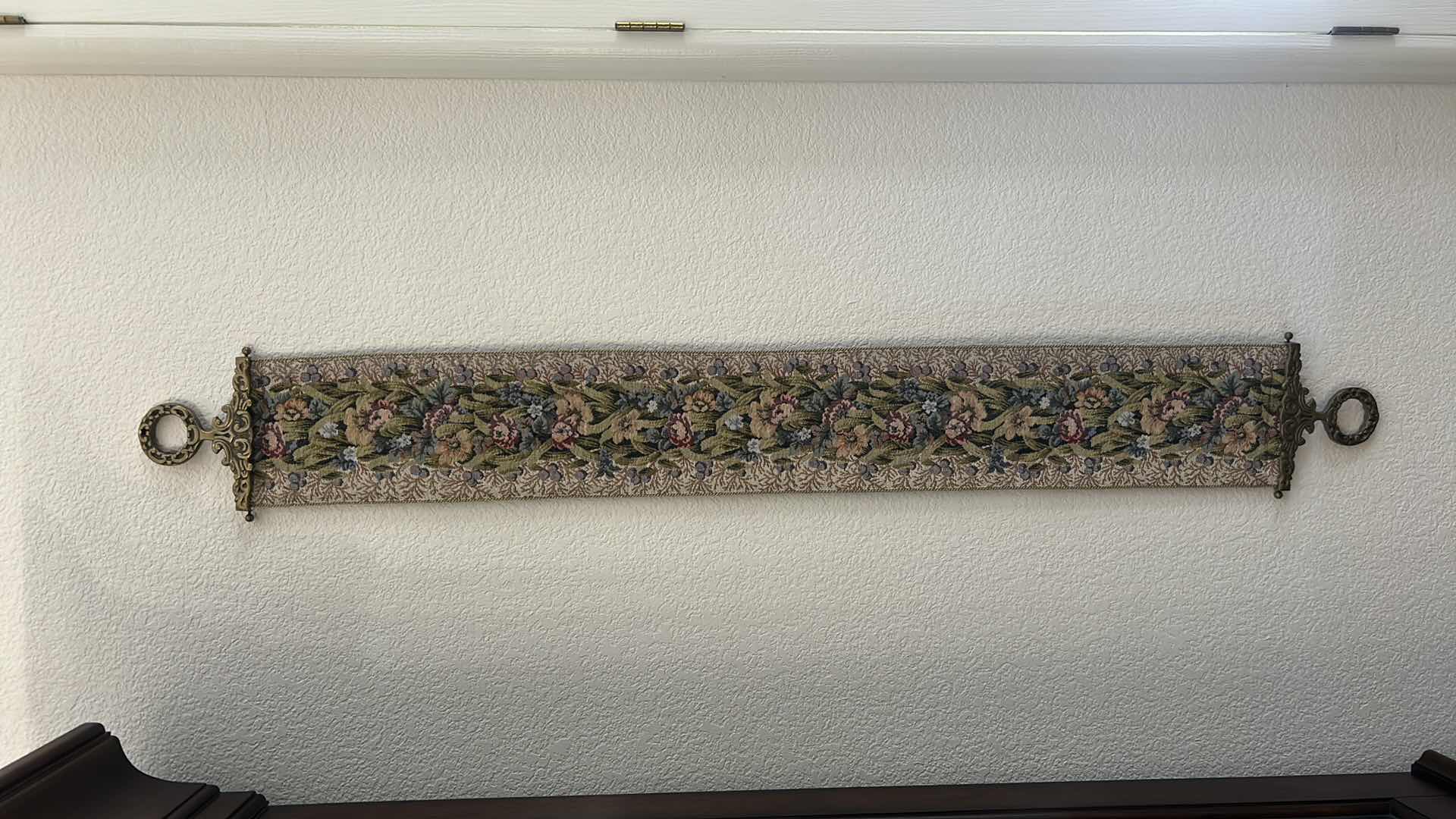 Photo 1 of 2- VINTAGE NEEDLEPOINT TAPESTRY BELL PULL $75