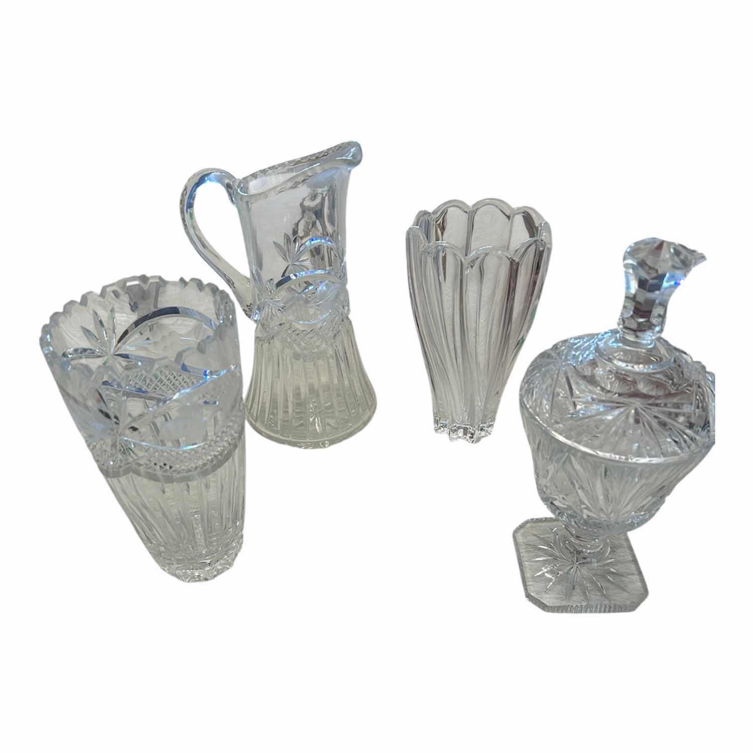 Photo 1 of 4- GLASS CANDY DISH WATER PITCHER VASE